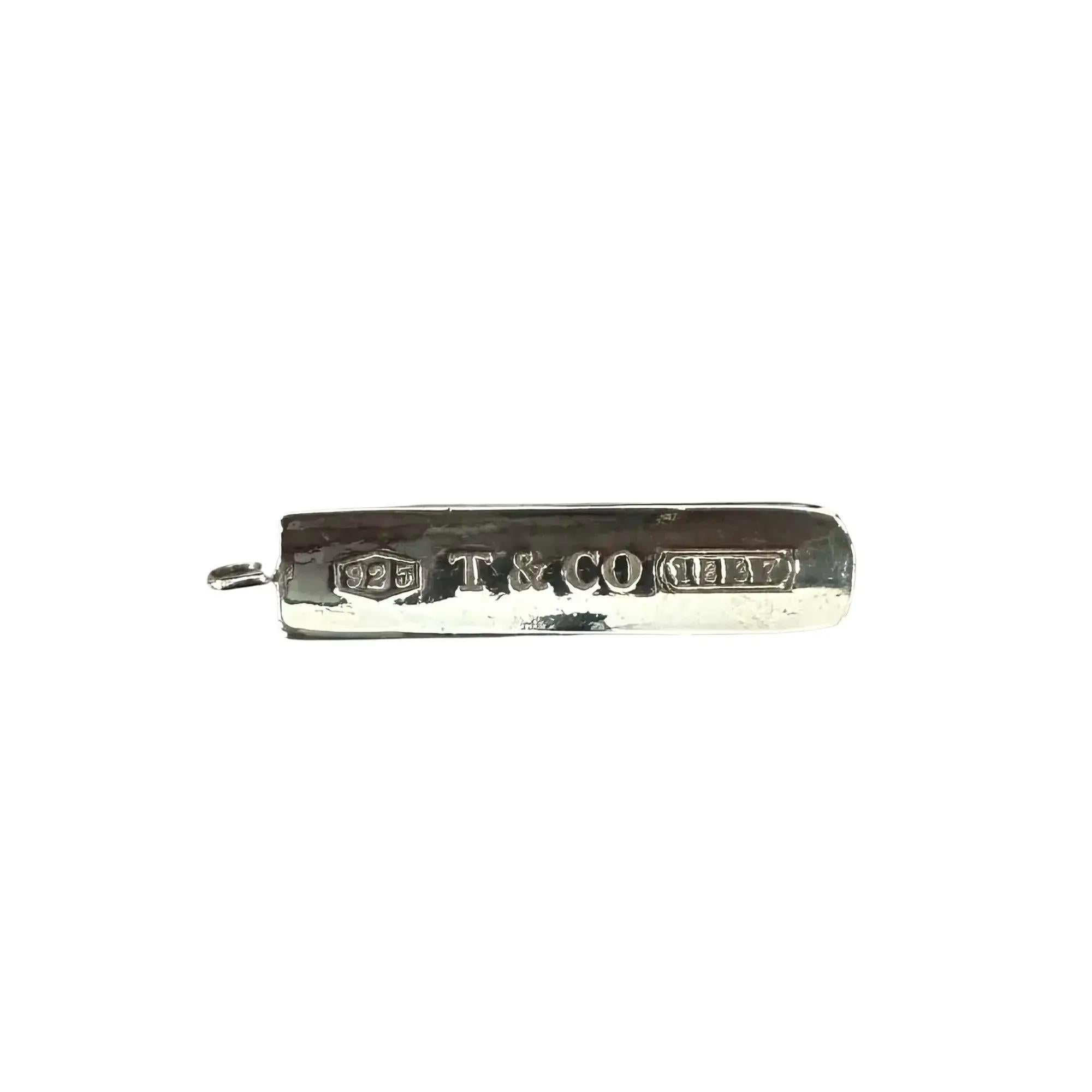 Tiffany & Co. 1837 Long Bar Drop Pendant 925 Sterling Silver In Excellent Condition For Sale In New York, NY