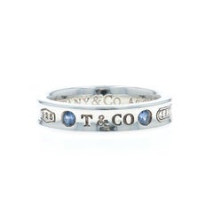 Tiffany & Co. 1837 Narrow Sapphire Band Sterling Silver 925 Round SZ 4 1/2 Ring