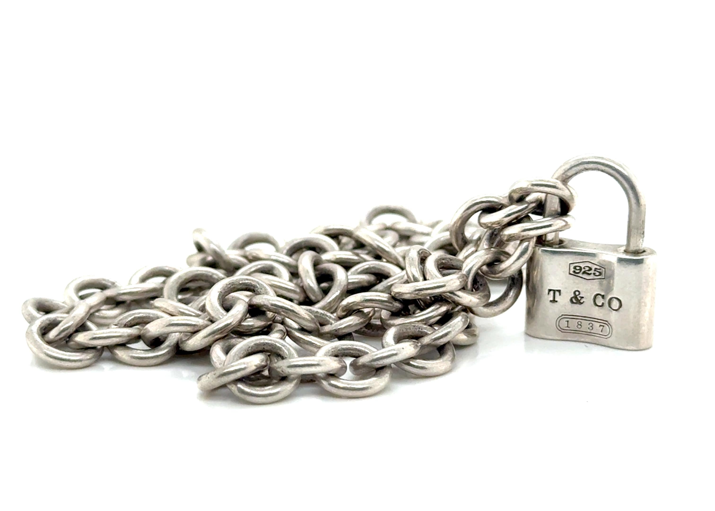 Tiffany & Co. 1837 Padlock Lock Choker Necklace Pendant Sterling Silver 925 In Excellent Condition In Dearborn, MI