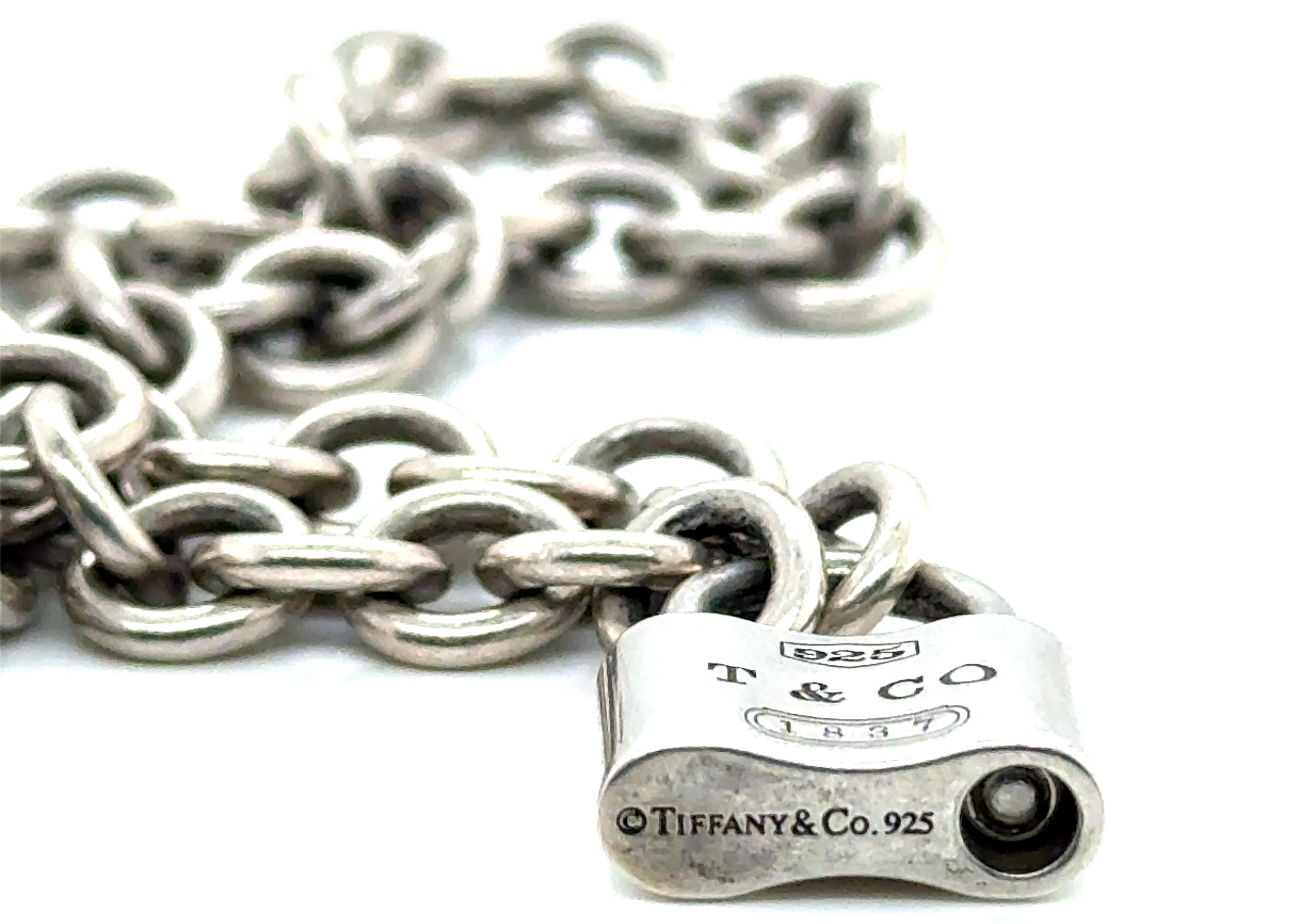 Women's Tiffany & Co. 1837 Padlock Lock Choker Necklace Pendant Sterling Silver 925