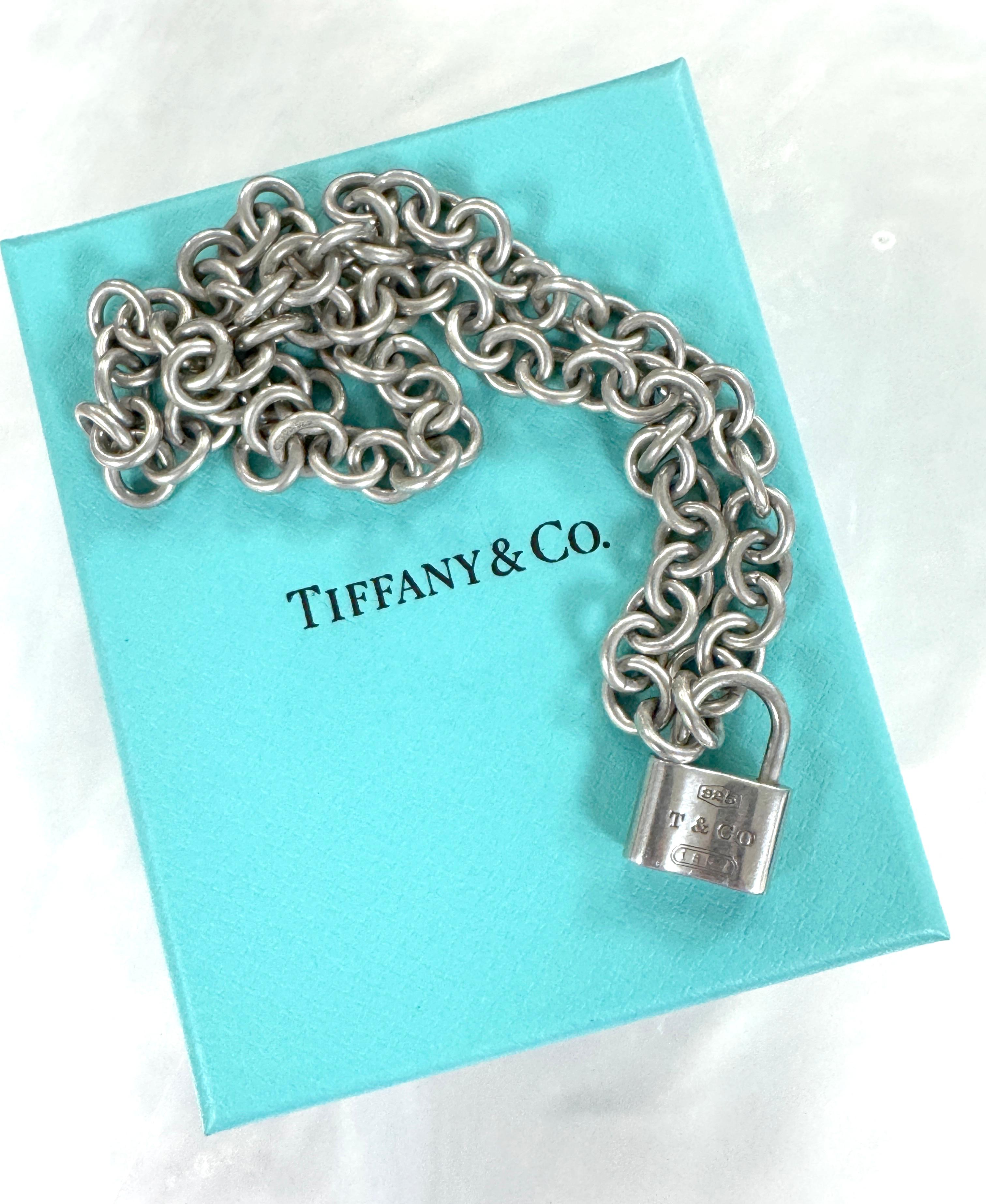 Tiffany & Co. 1837 Padlock Lock Choker Necklace Pendant Sterling Silver 925 2