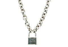 Tiffany & Co. 1837 Padlock Lock Choker Necklace Pendant Sterling Silver 925