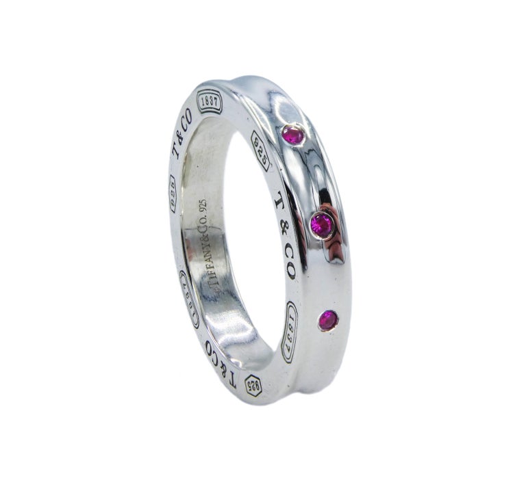 Tiffany And Co 17 Pink Sapphire Sterling Silver 925 Band Ring For Sale At 1stdibs