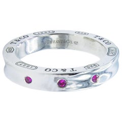 Tiffany & Co. 1837 Pink Sapphire Sterling Silver 925 Band Ring