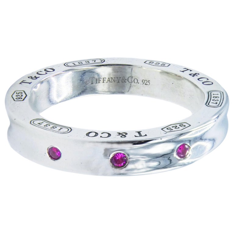 Tiffany And Co 17 Pink Sapphire Sterling Silver 925 Band Ring For Sale At 1stdibs