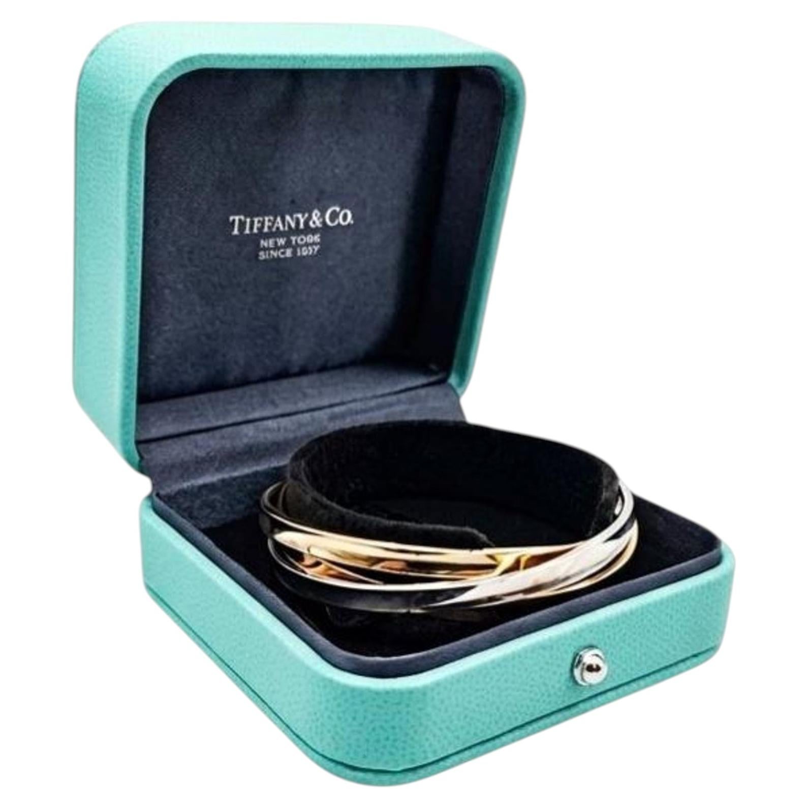 Tiffany & Co. 1837 Rolling Bangle Bracelet 18K Gold and Sterling Silver