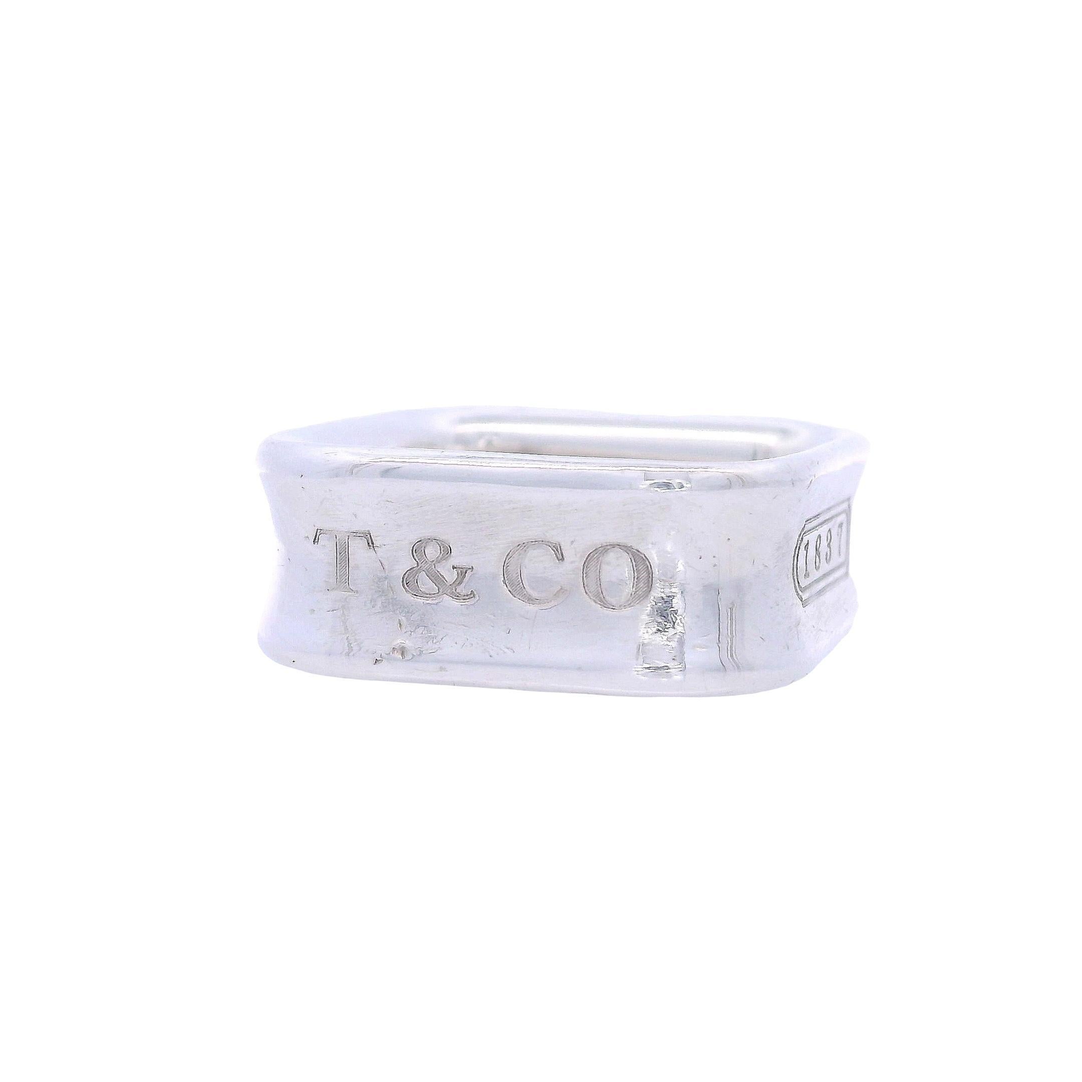Tiffany & Co. 1837 Anello a fascia quadrata in argento sterling in vendita 6
