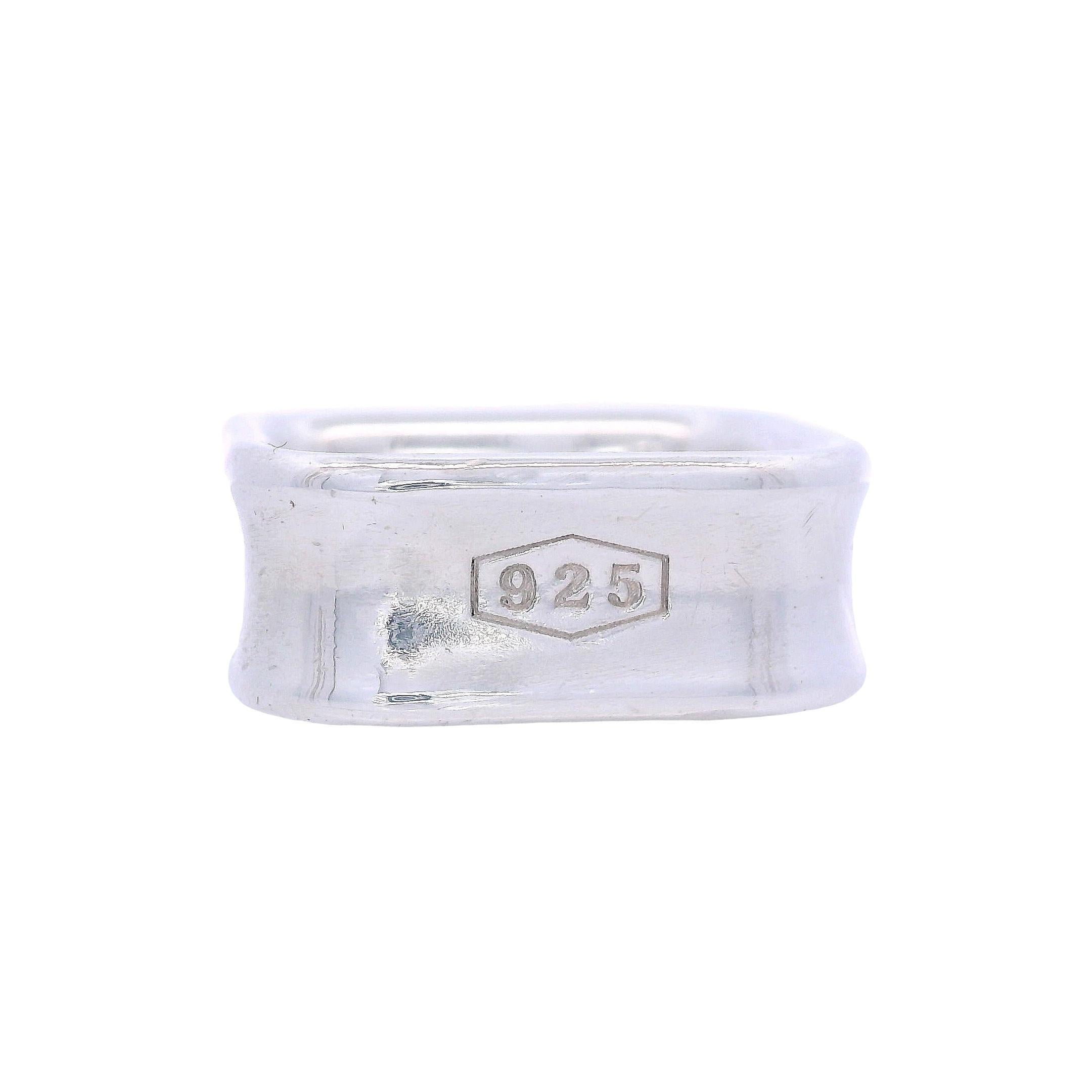 da uomo o donna Tiffany & Co. 1837 Anello a fascia quadrata in argento sterling in vendita