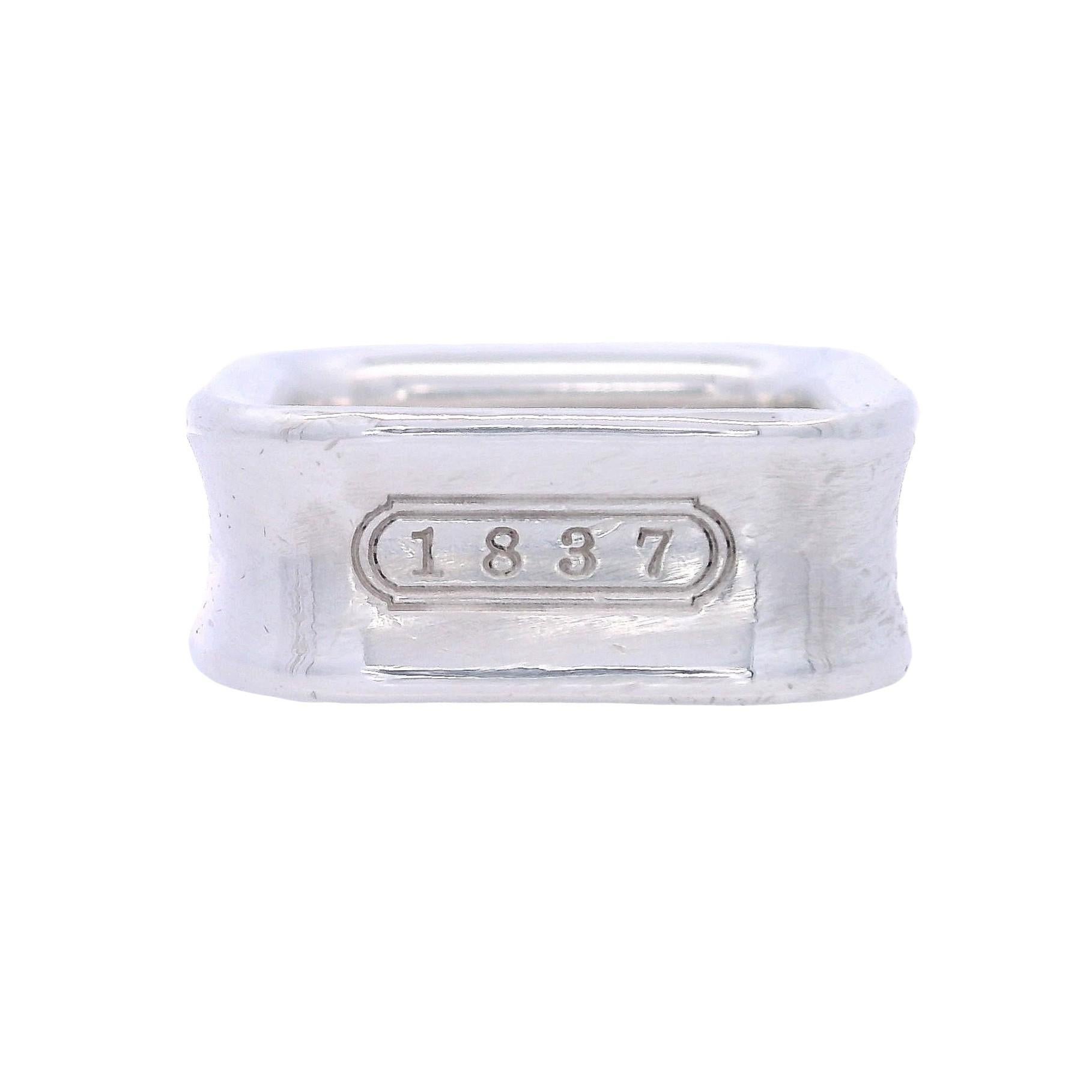 Tiffany & Co. 1837 Anello a fascia quadrata in argento sterling in vendita 1