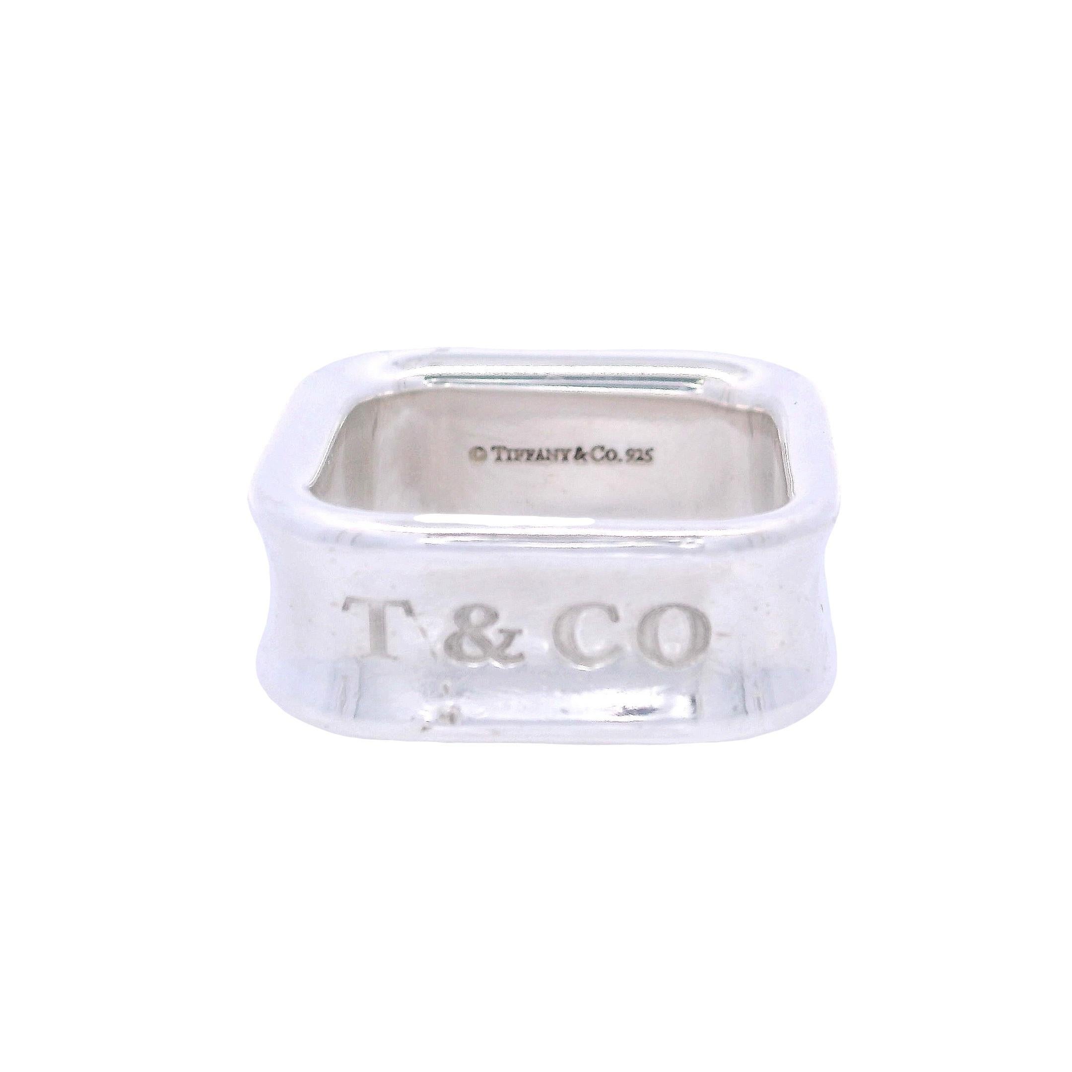 Tiffany & Co. 1837 Anello a fascia quadrata in argento sterling in vendita 5