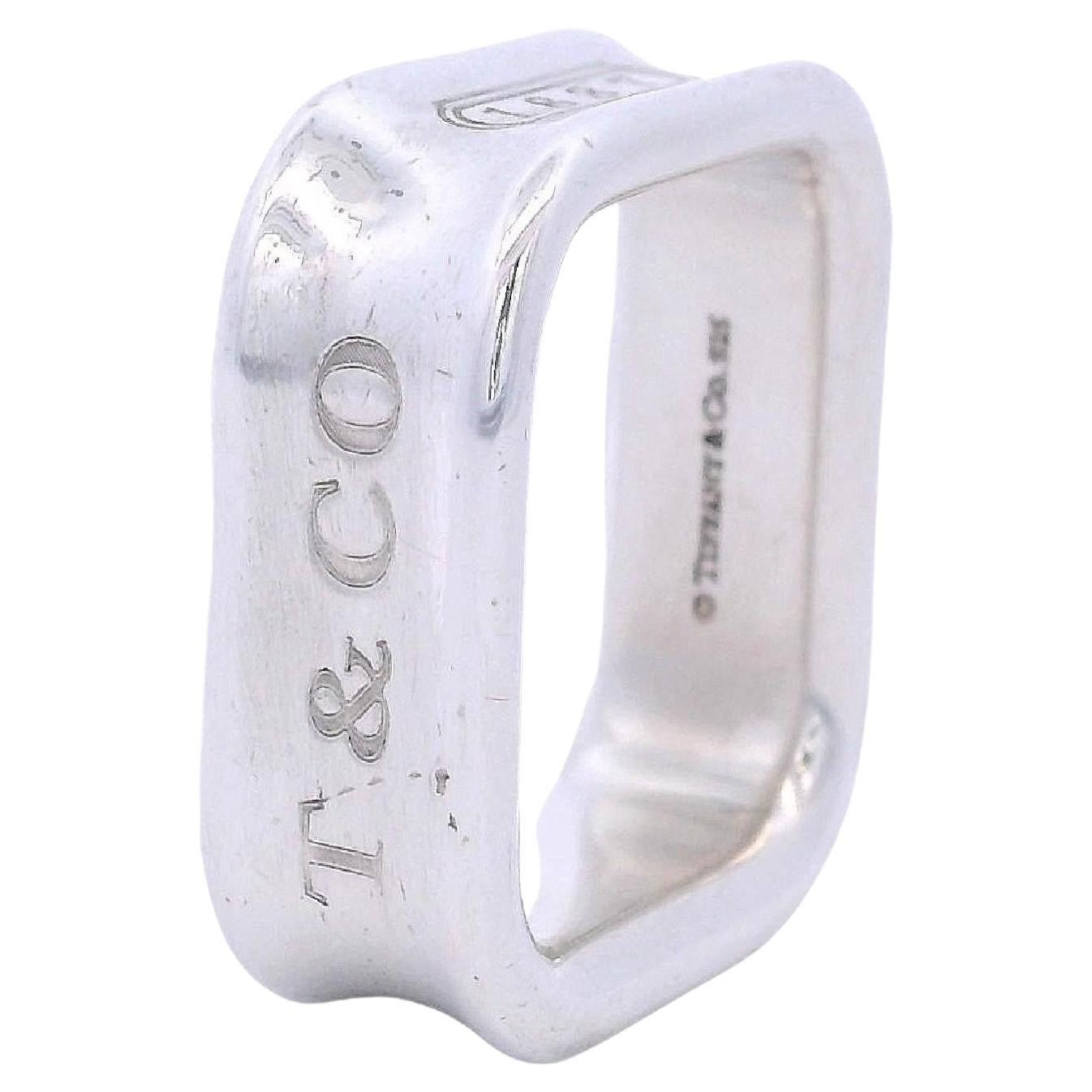Tiffany & Co. 1837 Anello a fascia quadrata in argento sterling