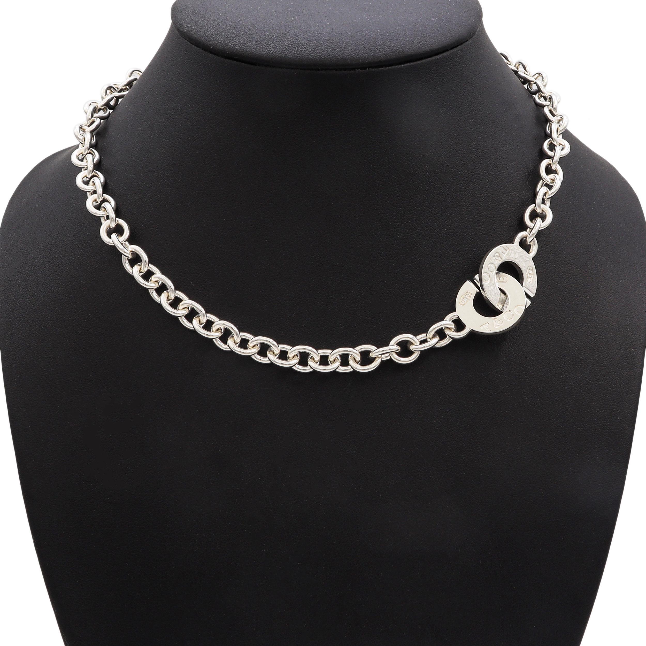 Tiffany & Co. 1837 Sterling Silver Circle Link Toggle Necklace Bon état - En vente à New York, NY