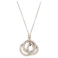 Tiffany & Co. 1837 Triple Interlocking Circle Gold Diamond 18k Anhänger Halskette