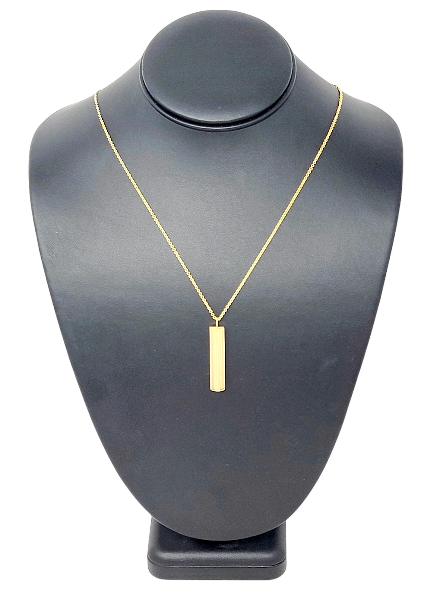 Tiffany & Co. 1837 Vertical Bar Pendant Necklace in 18 Karat Yellow Gold 2