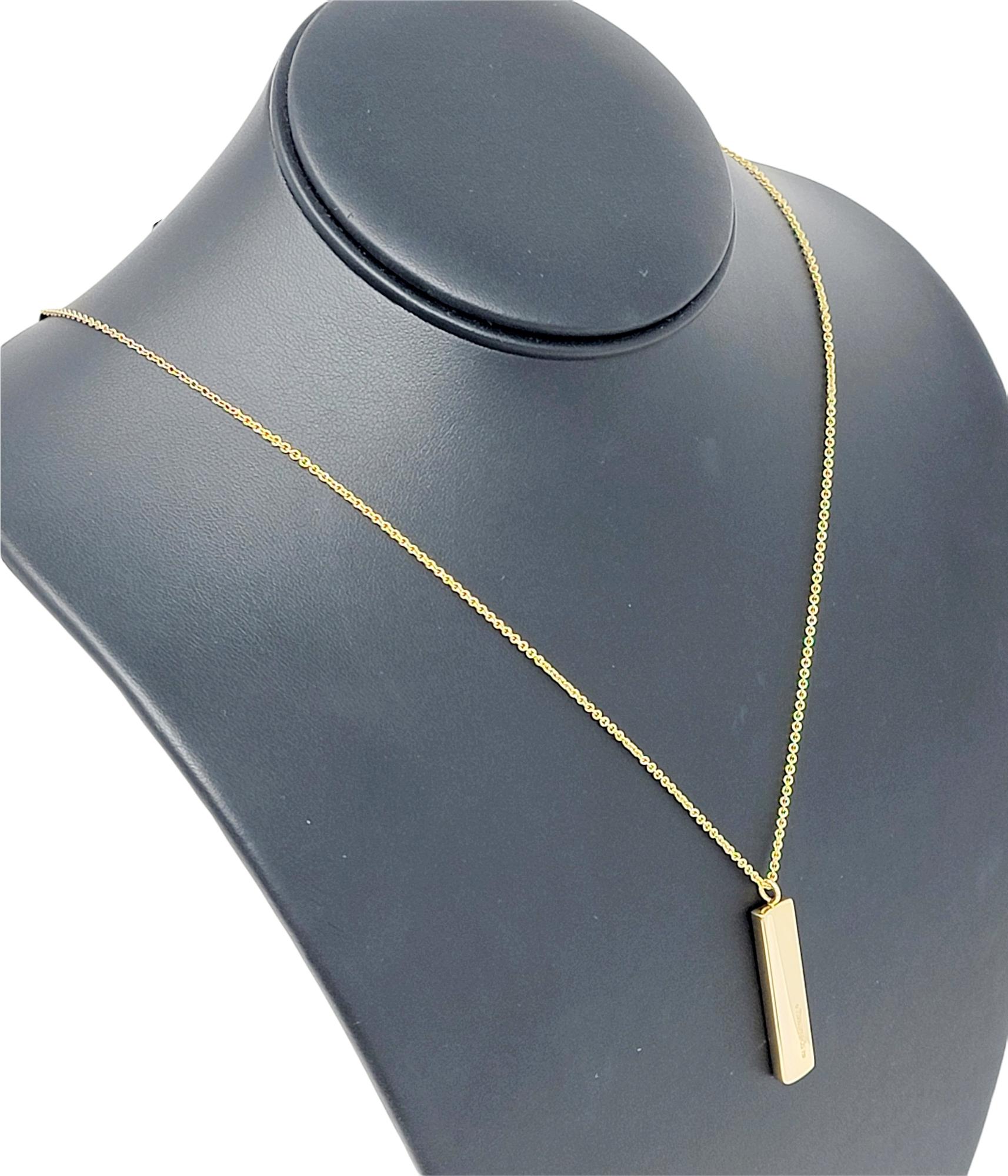 Tiffany & Co. 1837 Vertical Bar Pendant Necklace in 18 Karat Yellow Gold 3