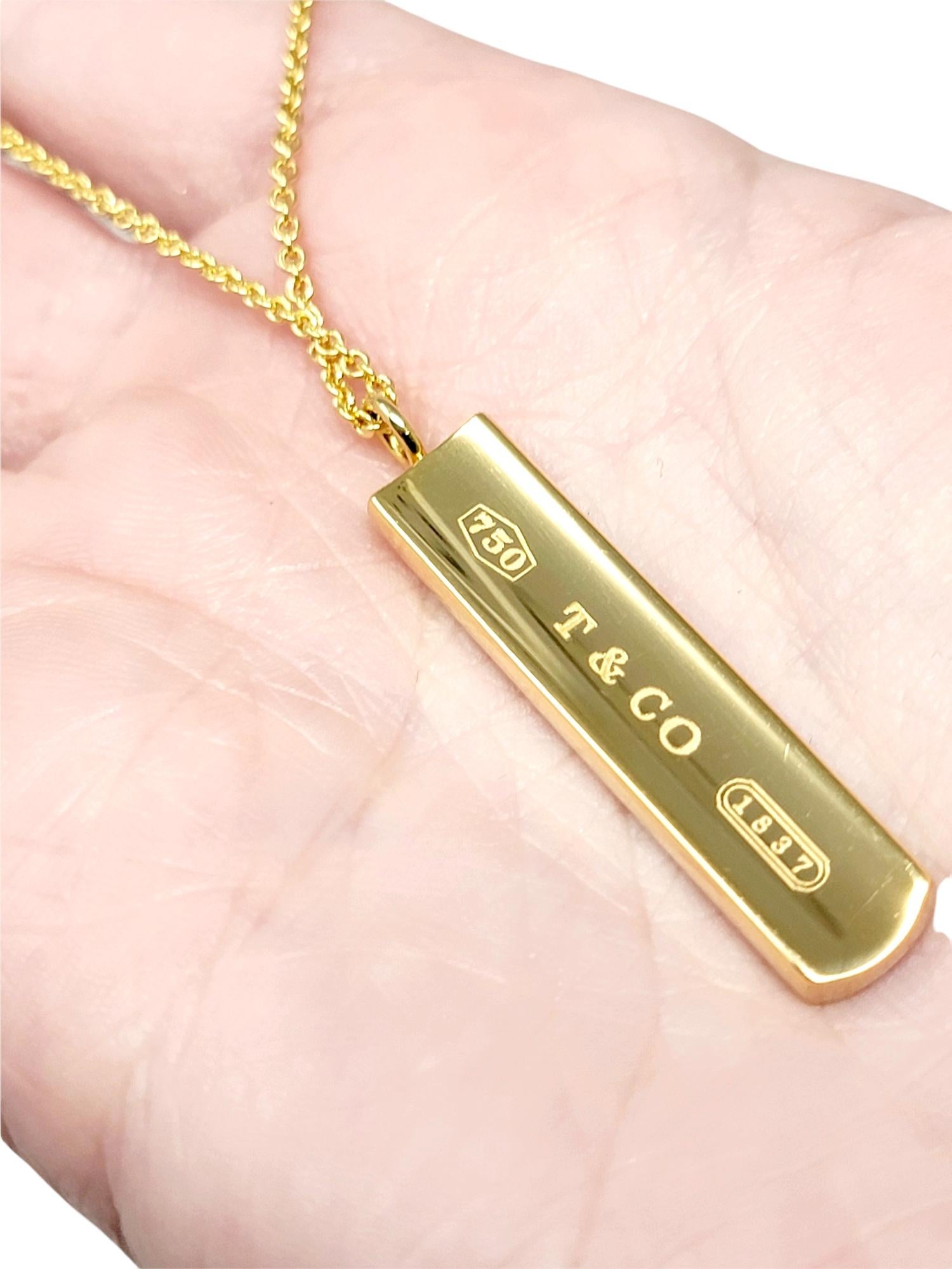 Contemporary Tiffany & Co. 1837 Vertical Bar Pendant Necklace in 18 Karat Yellow Gold