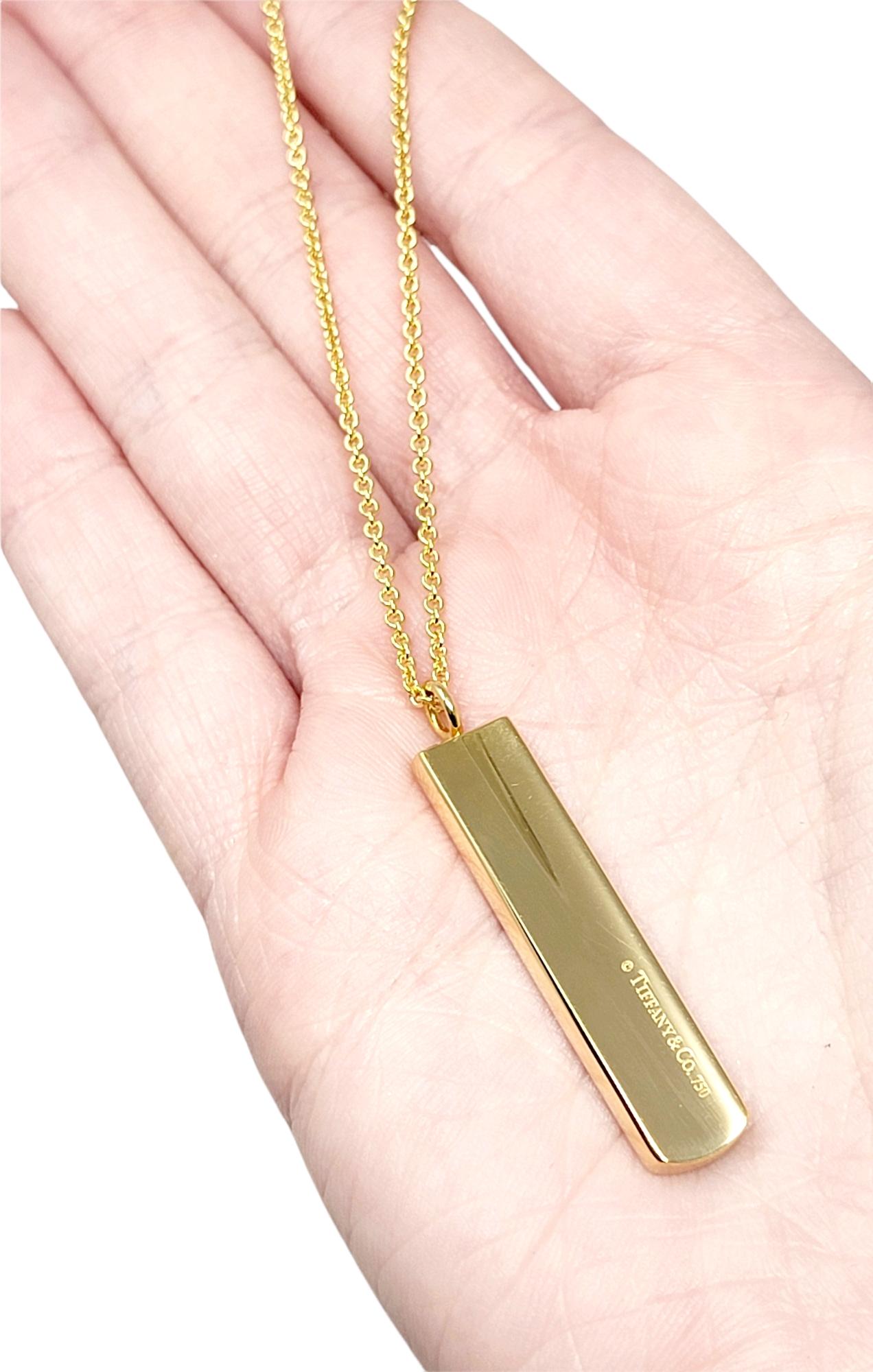 Tiffany & Co. 1837 Vertical Bar Pendant Necklace in 18 Karat Yellow Gold In Good Condition In Scottsdale, AZ
