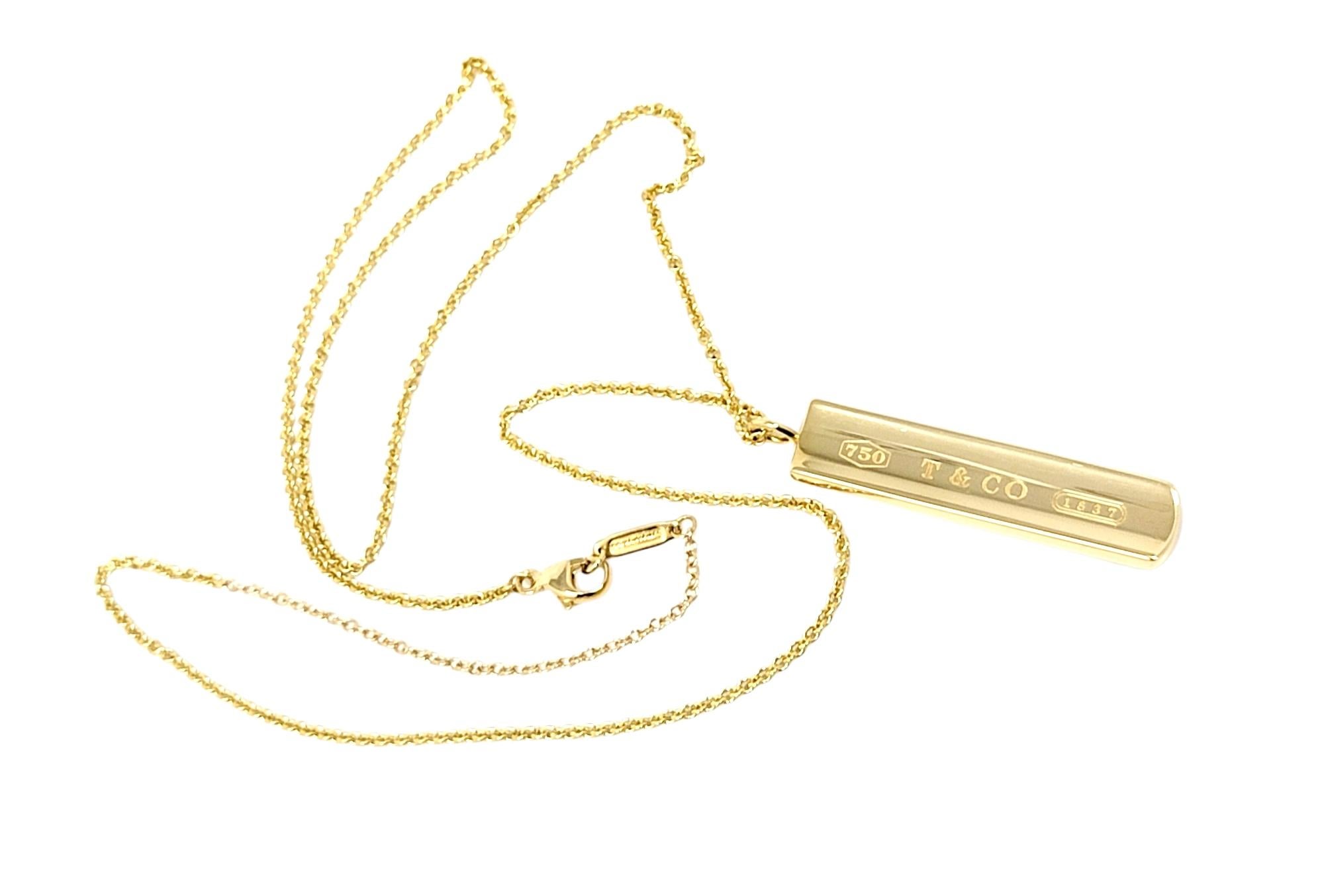 Tiffany & Co. 1837 Vertical Bar Pendant Necklace in 18 Karat Yellow Gold 1
