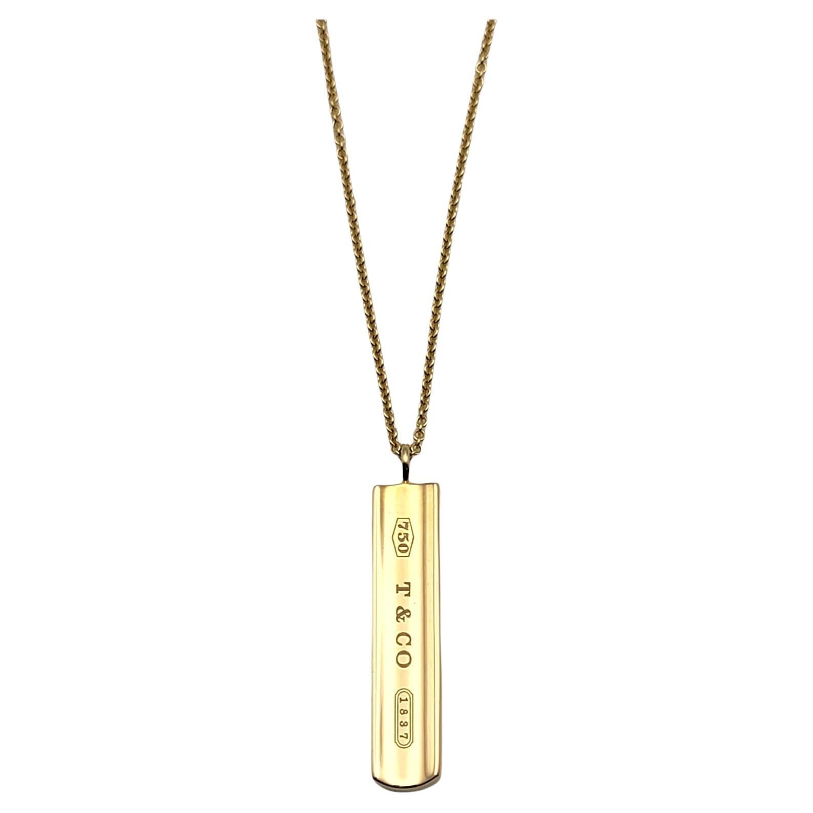 Tiffany & Co. 1837 Vertical Bar Pendant Necklace in 18 Karat Yellow Gold