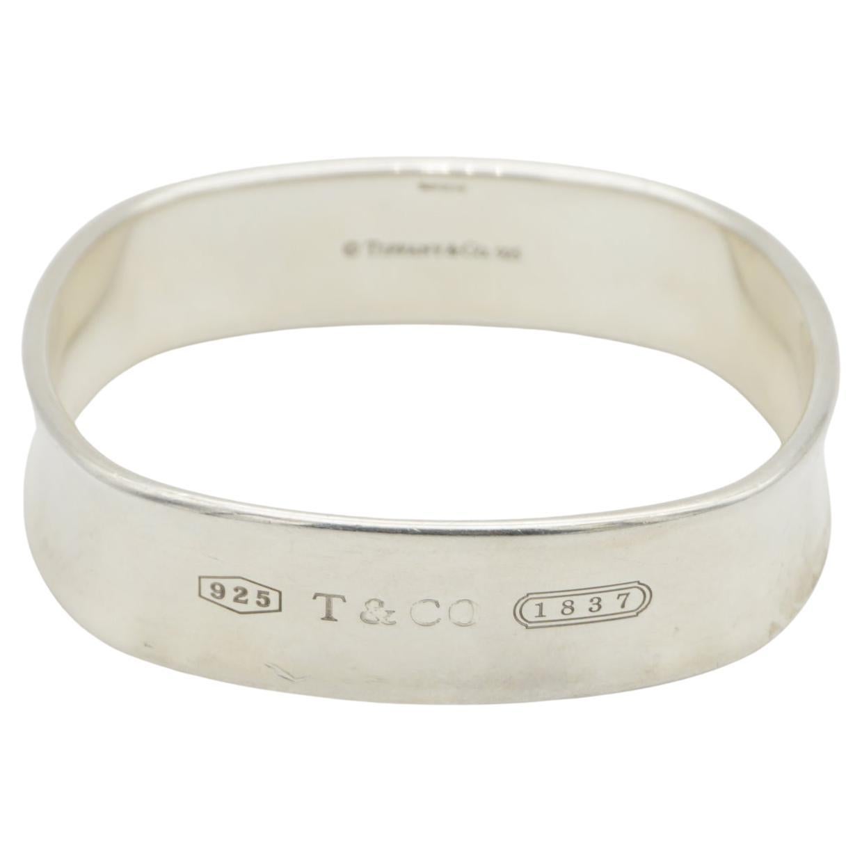 Tiffany & Co. 1837 Vintage Cushion Square Bangle Bracelet 925 Sterling Silver