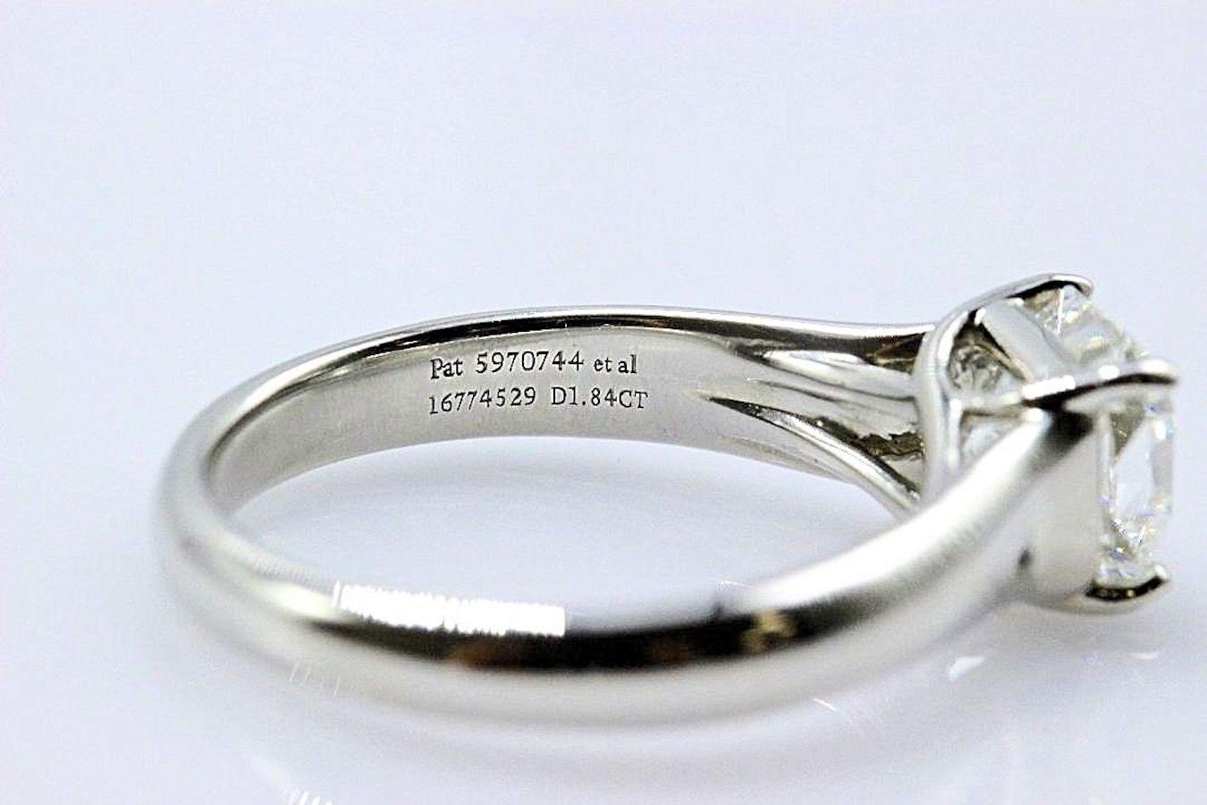 Tiffany & Co. 1.84 Carat F VVS2 Lucida Cut Platinum Diamond Engagement Ring 8