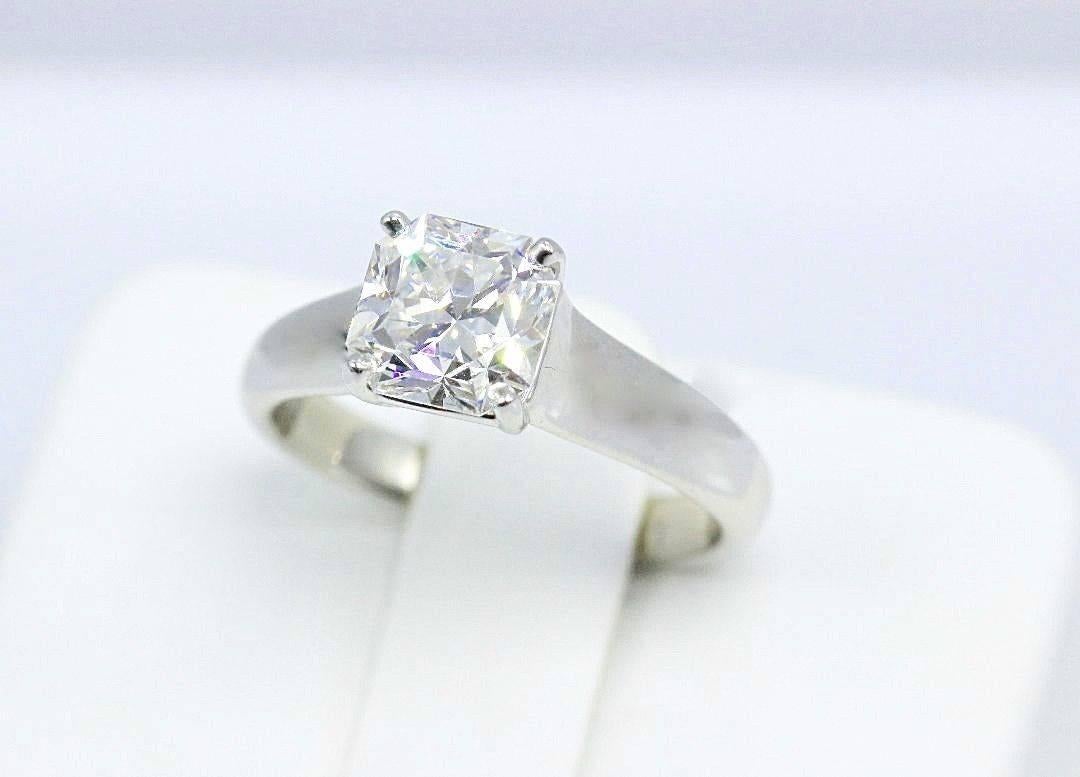 Tiffany & Co. 1.84 Carat F VVS2 Lucida Cut Platinum Diamond Engagement Ring In Excellent Condition In San Diego, CA