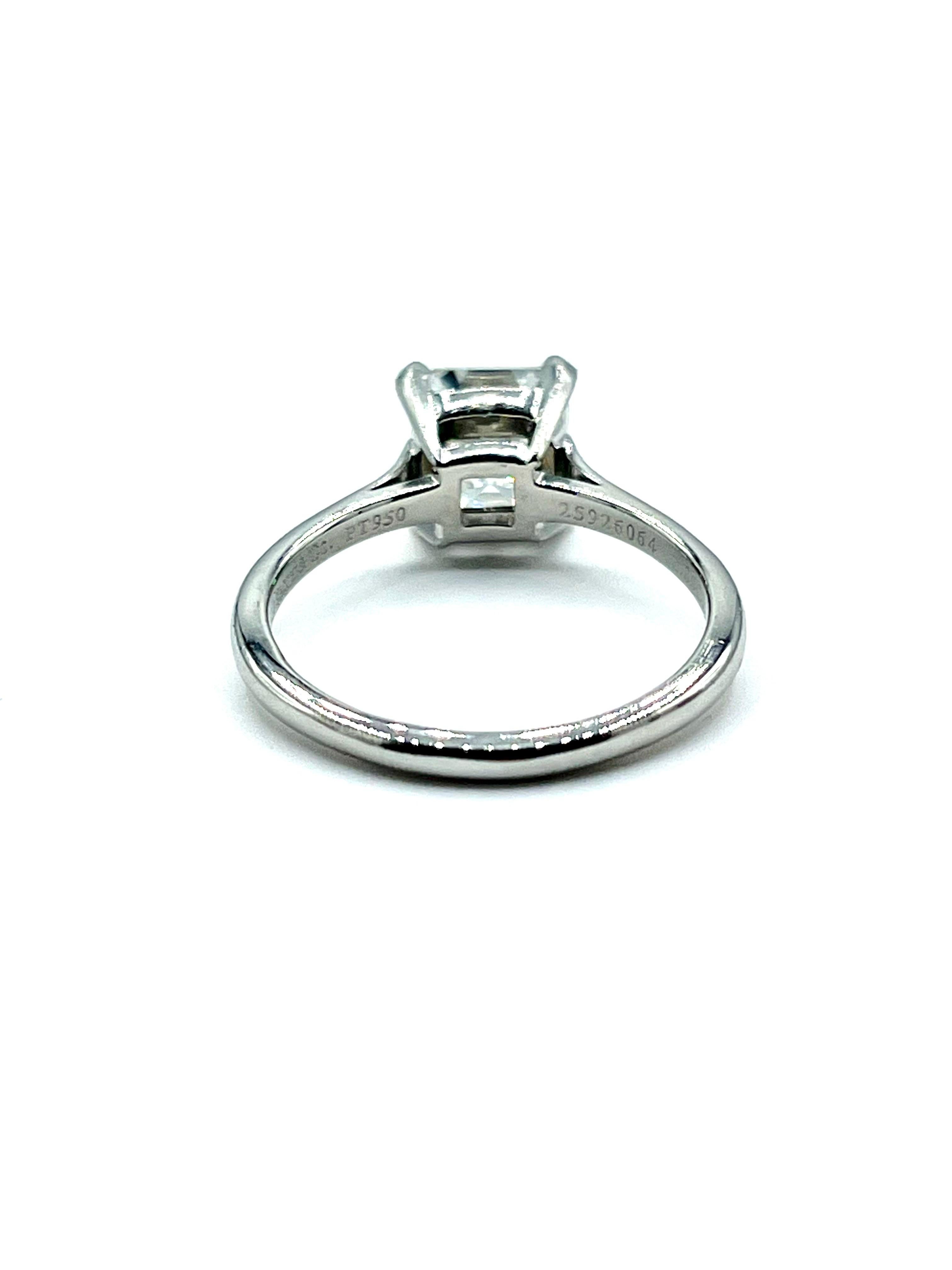 Tiffany & Co. 1.85 Carat Asscher Cut Diamond Solitaire Platinum Engagement Ring 2