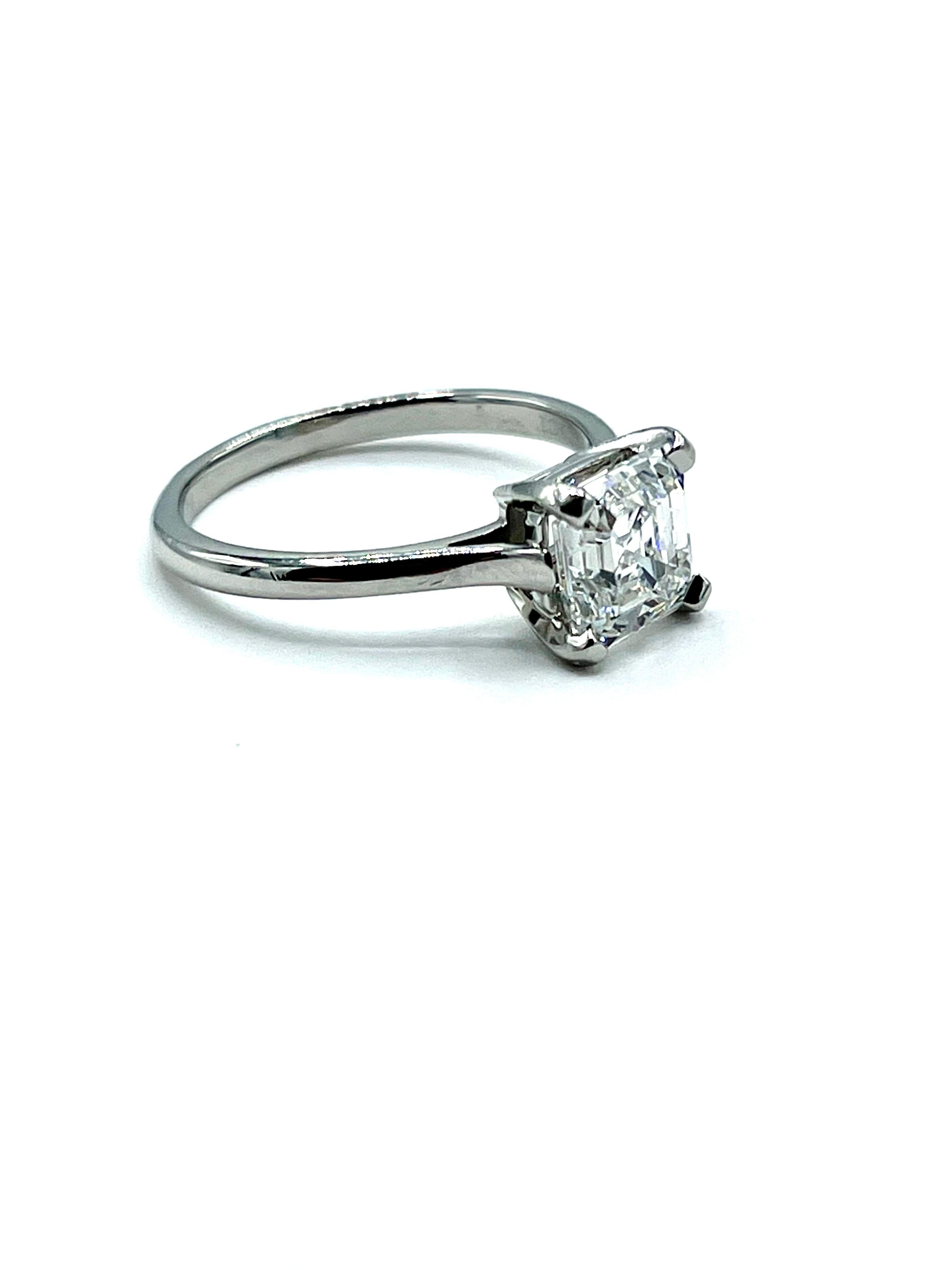 Modern Tiffany & Co. 1.85 Carat Asscher Cut Diamond Solitaire Platinum Engagement Ring