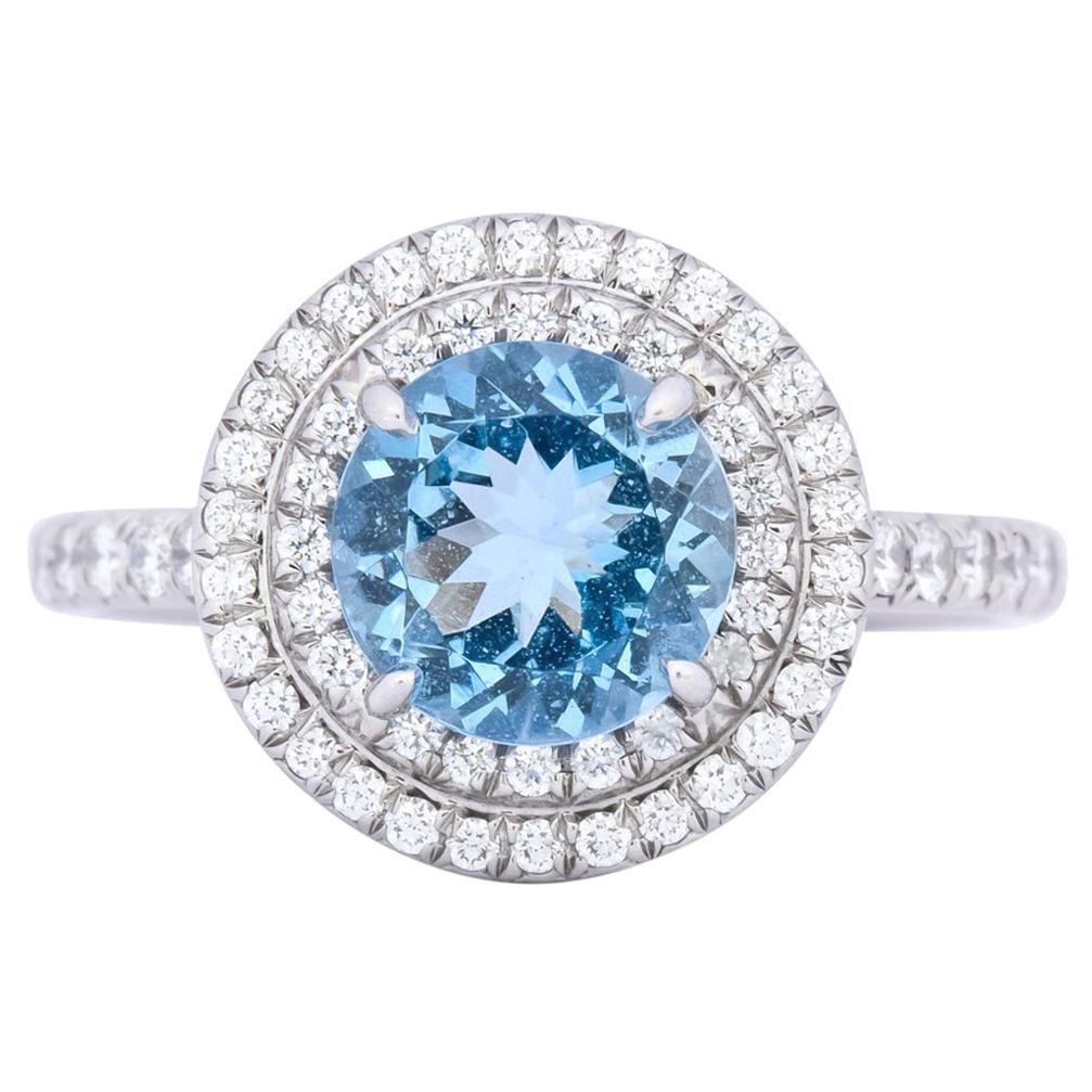 Tiffany & Co. 1.85 Carat Aquamarine Diamond Platinum Soleste Cluster Ring