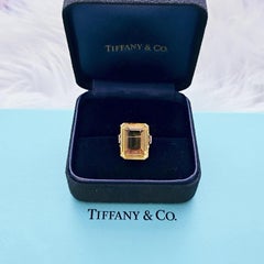 Tiffany & Co. 18.5 Ct Emerald Cut Citrine 14k Gold Cocktail Ring
