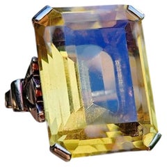 Tiffany & Co. 18.5 Ct Emerald Cut Citrine 14k Gold Cocktail Ring