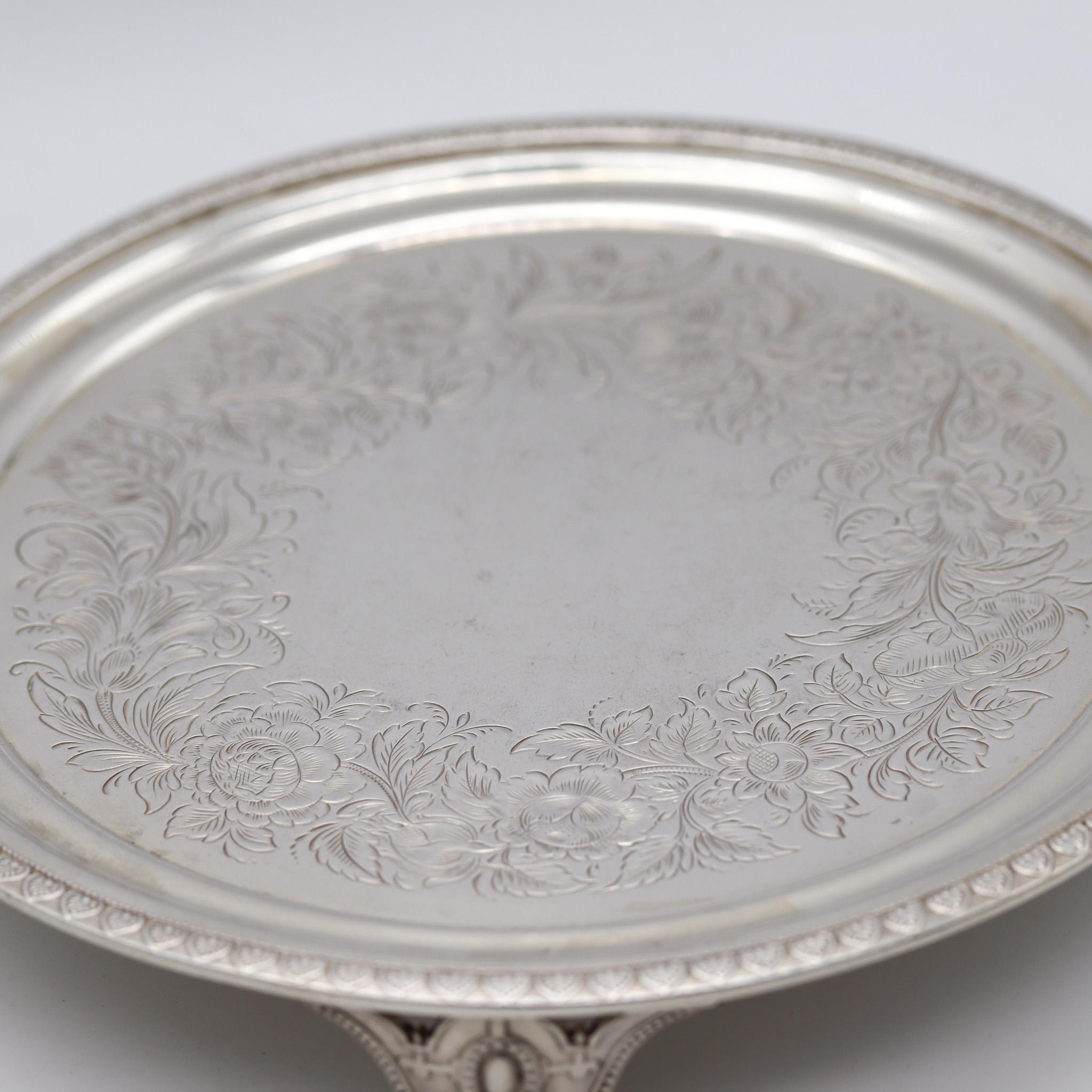 American Tiffany & Co. 1858 New York Round Display Tray In Solid .925 Sterling Silver For Sale