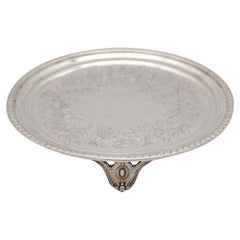Used Tiffany & Co. 1858 New York Round Display Tray In Solid .925 Sterling Silver