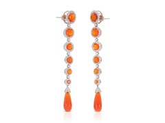 Tiffany & Co. 18.66 Carat Fire Opal and Diamond Dangle Earrings