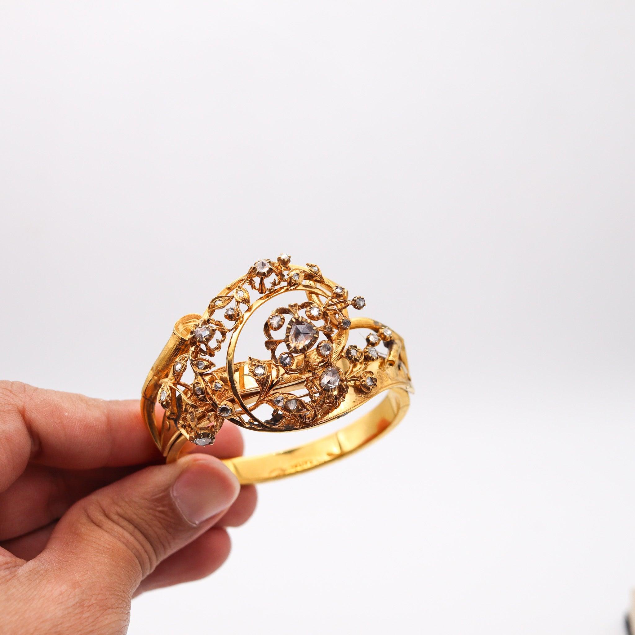 TIFFANY & Co. 1880 Victorian Bracelet In 14Kt Yellow Gold With Rose Cut Diamonds For Sale 5