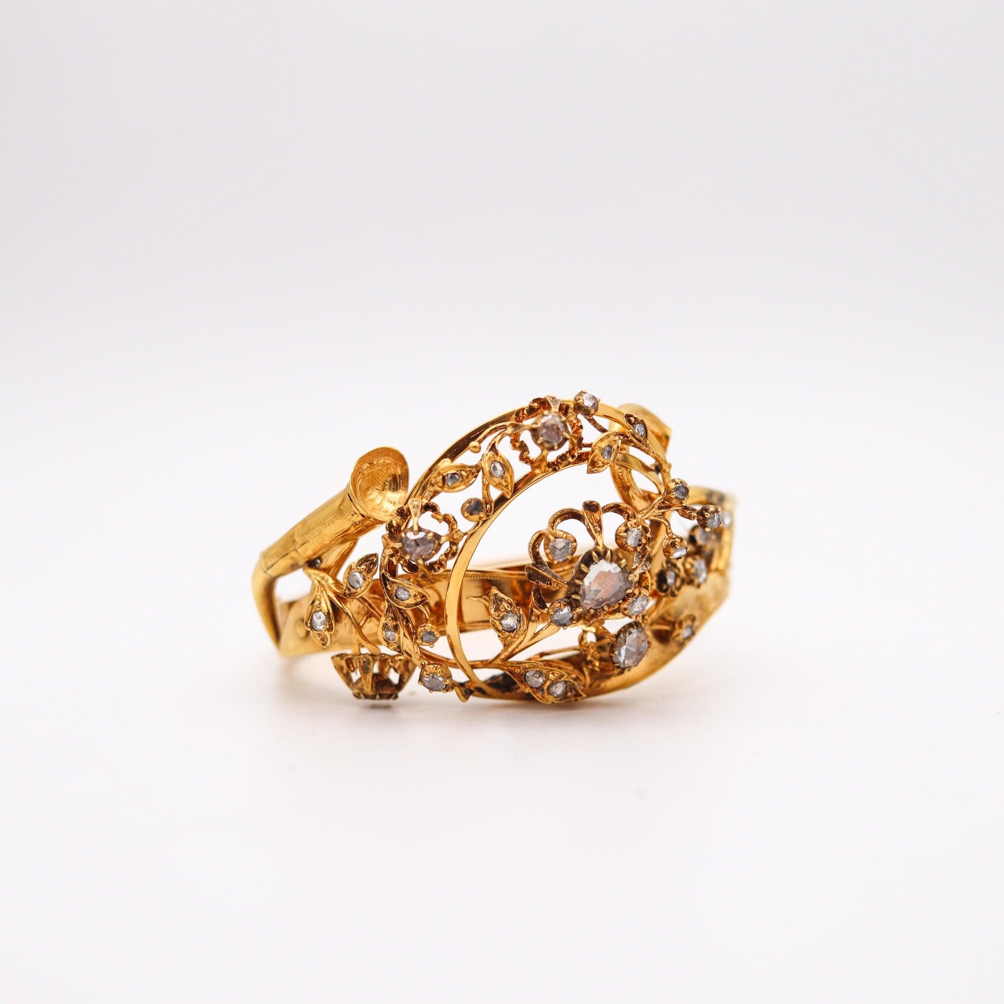 TIFFANY & Co. 1880 Victorian Bracelet In 14Kt Yellow Gold With Rose Cut Diamonds In Excellent Condition For Sale In Miami, FL