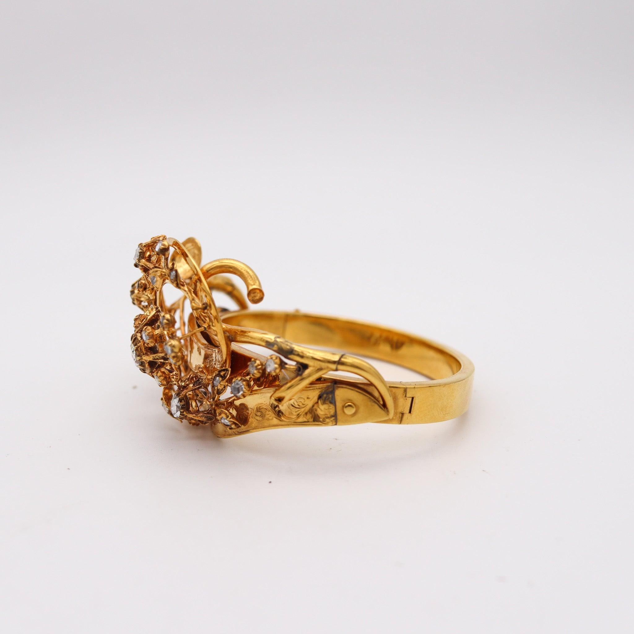 Women's TIFFANY & Co. 1880 Victorian Bracelet In 14Kt Yellow Gold With Rose Cut Diamonds For Sale
