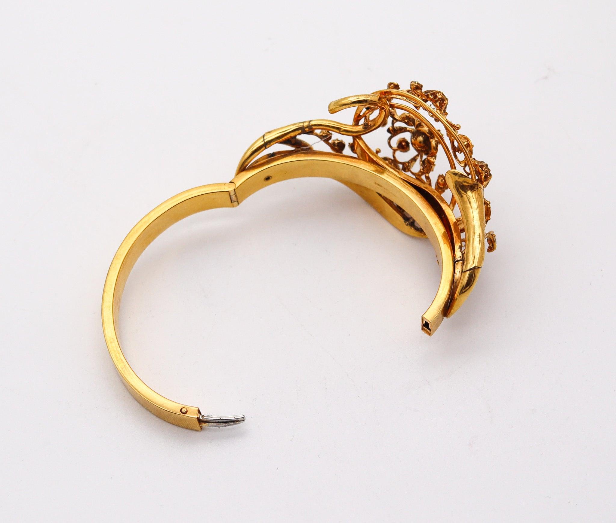 TIFFANY & Co. 1880 Victorian Bracelet In 14Kt Yellow Gold With Rose Cut Diamonds For Sale 4