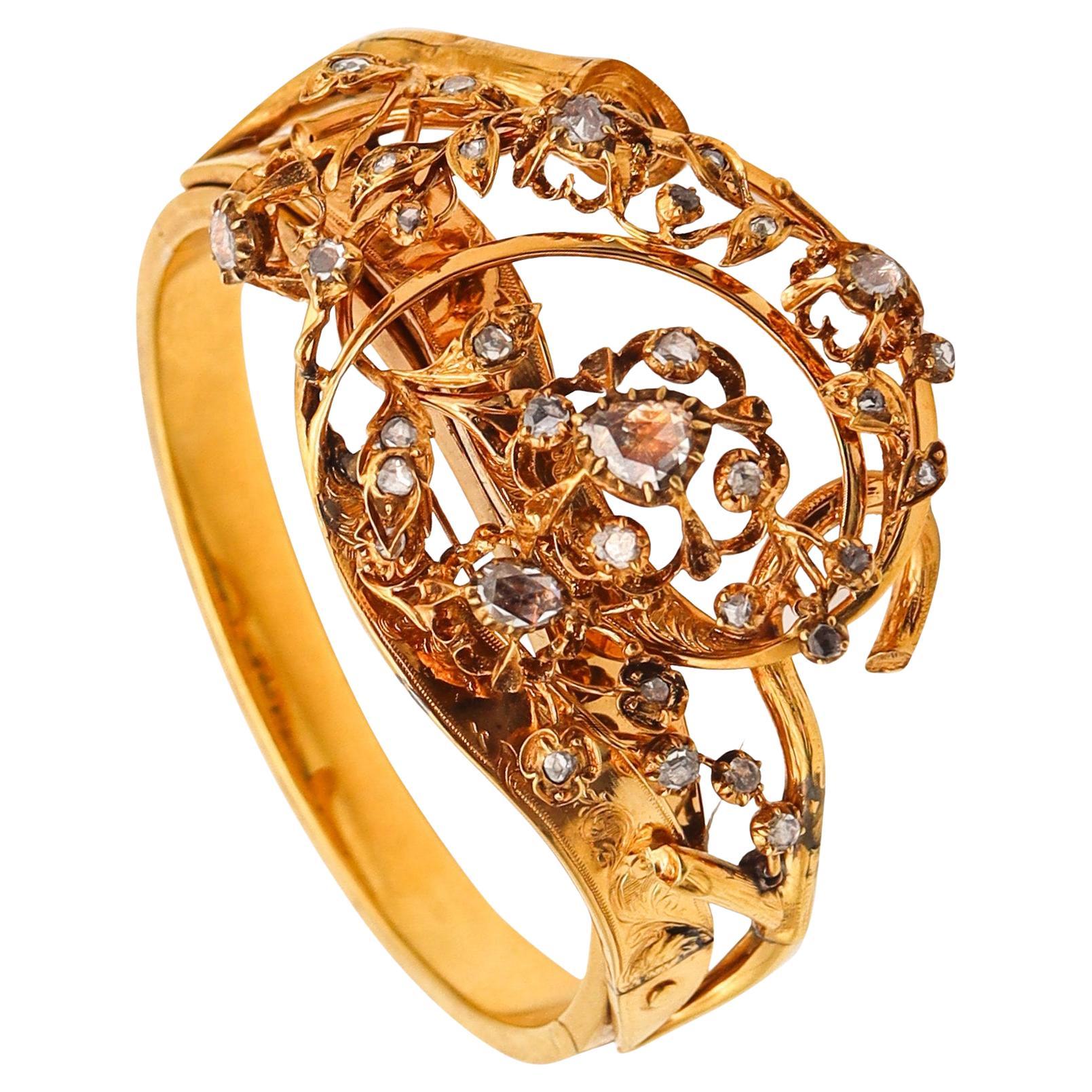 TIFFANY & Co. 1880 Victorian Bracelet In 14Kt Yellow Gold With Rose Cut Diamonds