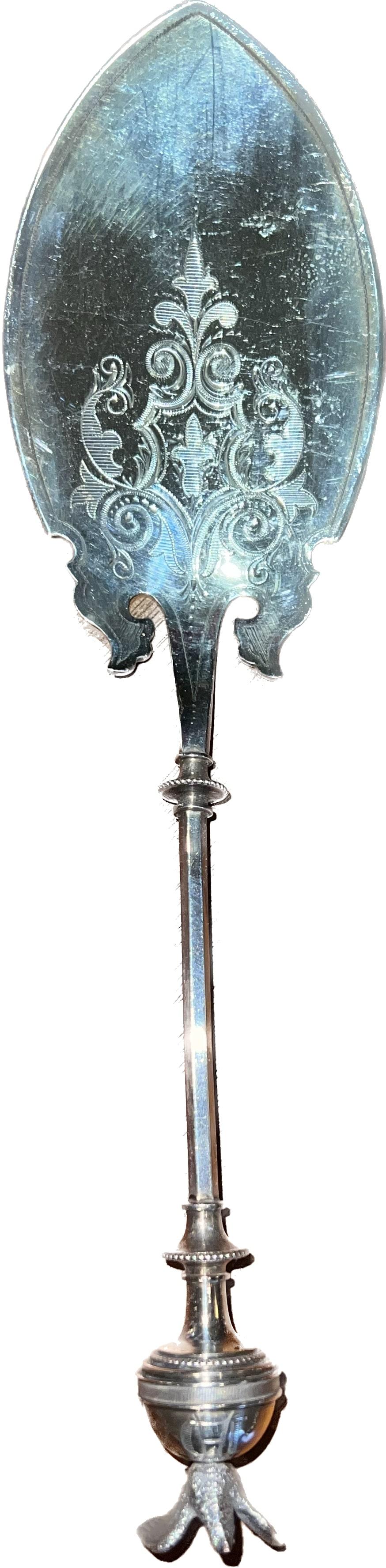 American Tiffany & Co 1880s Sterling Silver Bird on Top 12 Dessert Spoons with Server
