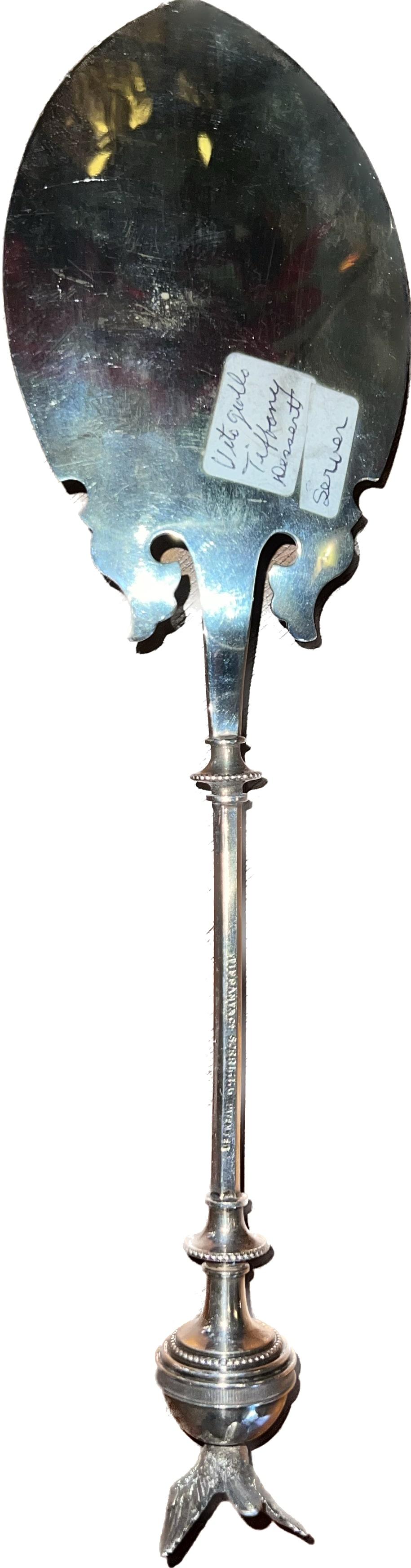 Tiffany & Co 1880s Sterling Silver Bird on Top 12 Dessert Spoons with Server In Good Condition In Brooklyn, NY