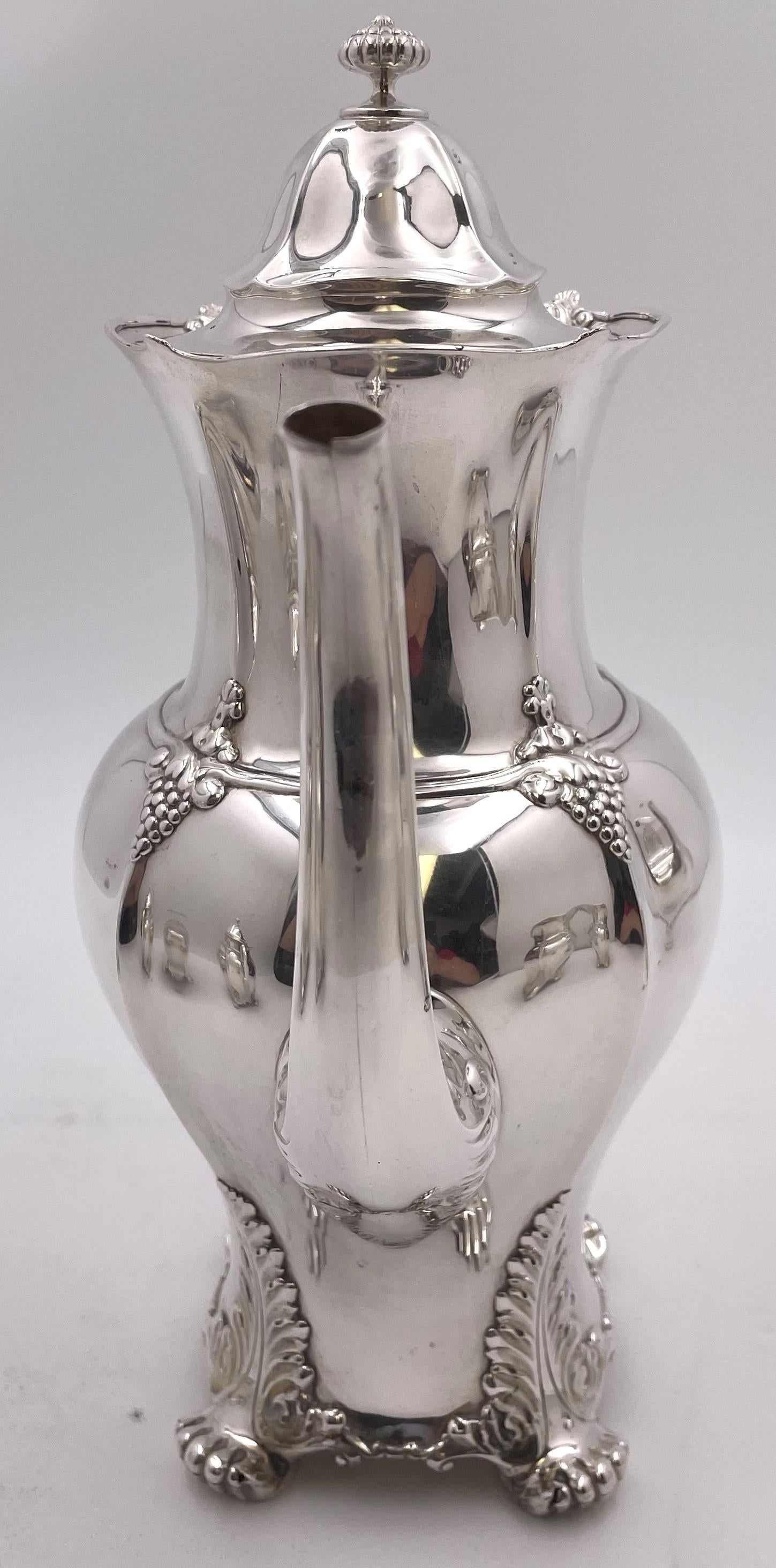 American Tiffany & Co. 1896 Sterling Silver 5-Piece Tea & Coffee Set in Holly Pattern? For Sale