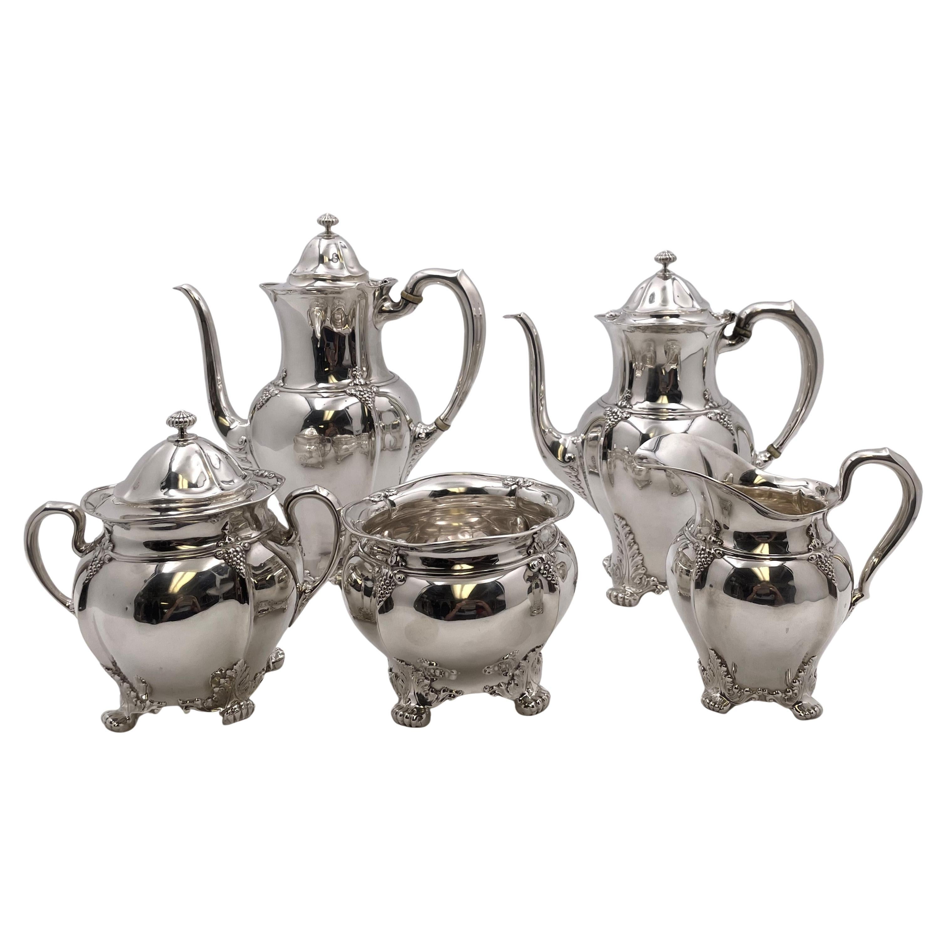 Tiffany & Co. 1896 Sterling Silver 5-Piece Tea & Coffee Set in Holly Pattern?