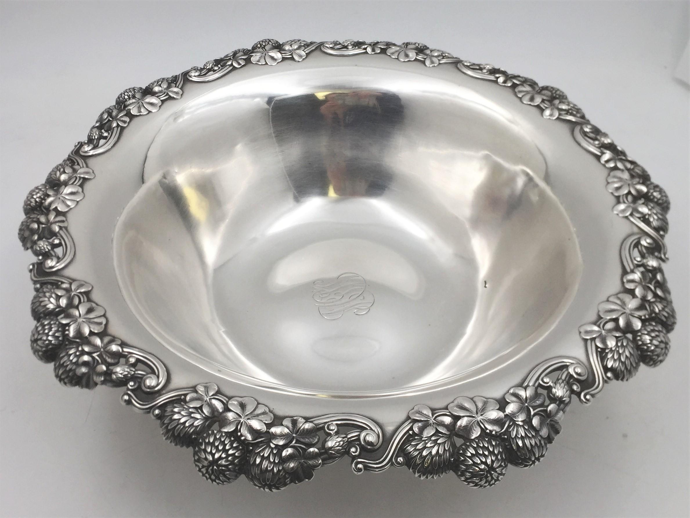 American Tiffany & Co. 1898 Sterling Silver Large Clover Centerpiece Bowl Art Nouveau For Sale