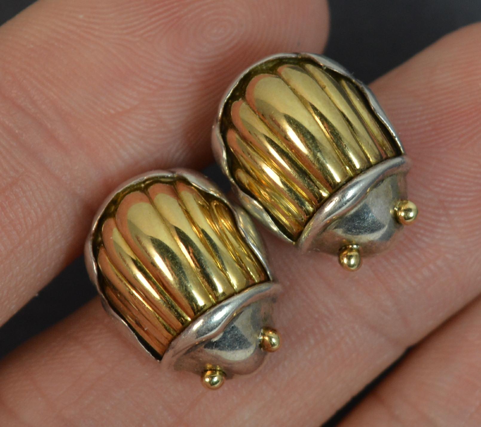 Tiffany & Co. 18 Carat Gold Silver Clip on Earrings Scarab Beetle 4