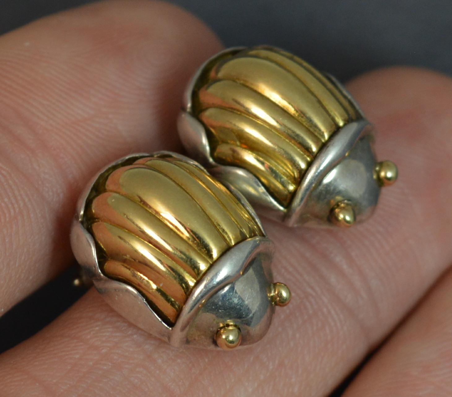 Tiffany & Co. 18 Carat Gold Silver Clip on Earrings Scarab Beetle 5