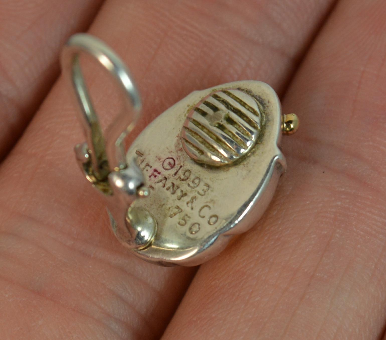 Tiffany & Co. 18 Carat Gold Silver Clip on Earrings Scarab Beetle 2