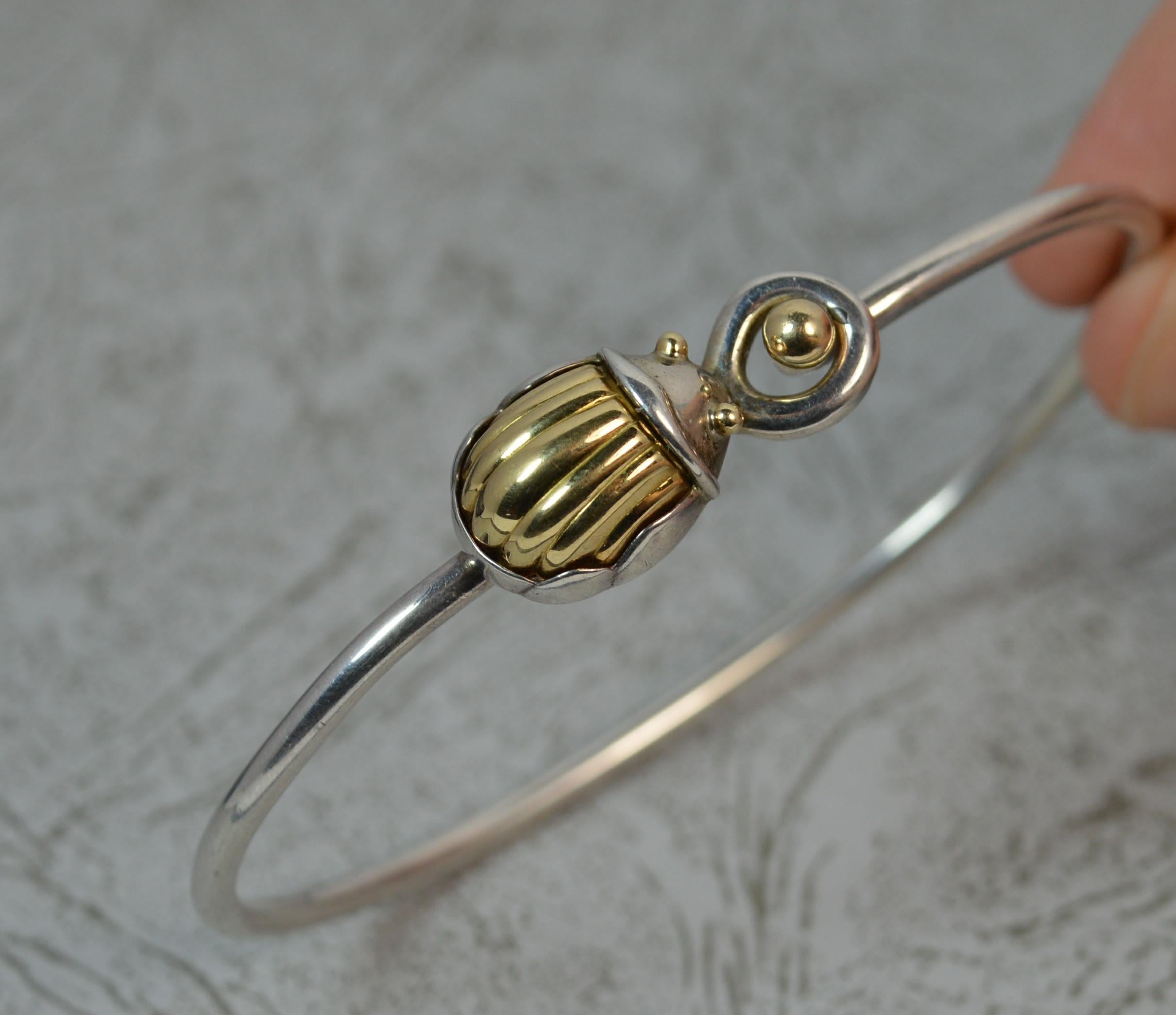 Tiffany & Co. 18 Carat Gold Silver Torque Bangle Scarab Beetle 7