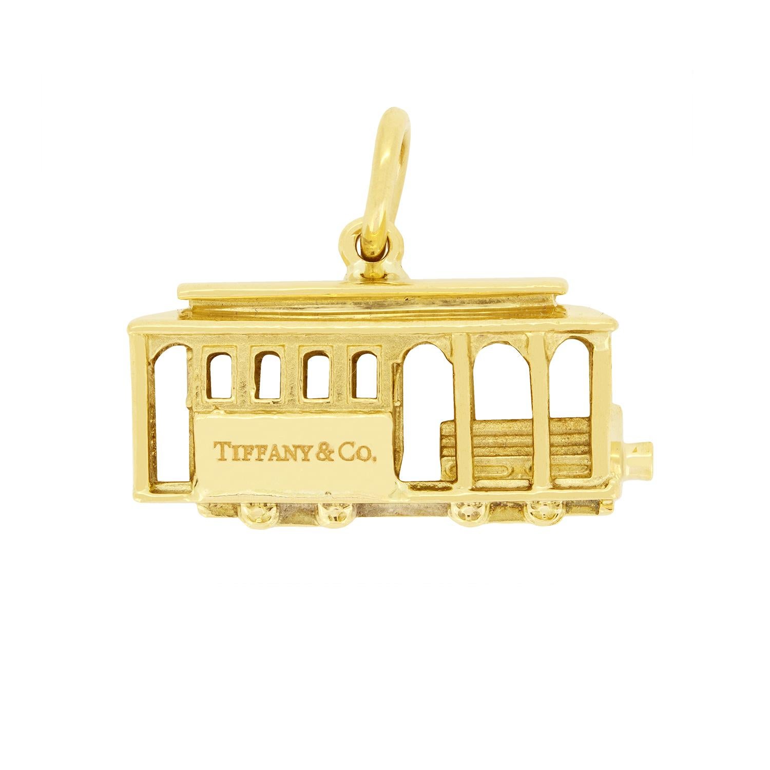 Modern Tiffany & Co 18ct Gold Tram Charm For Sale