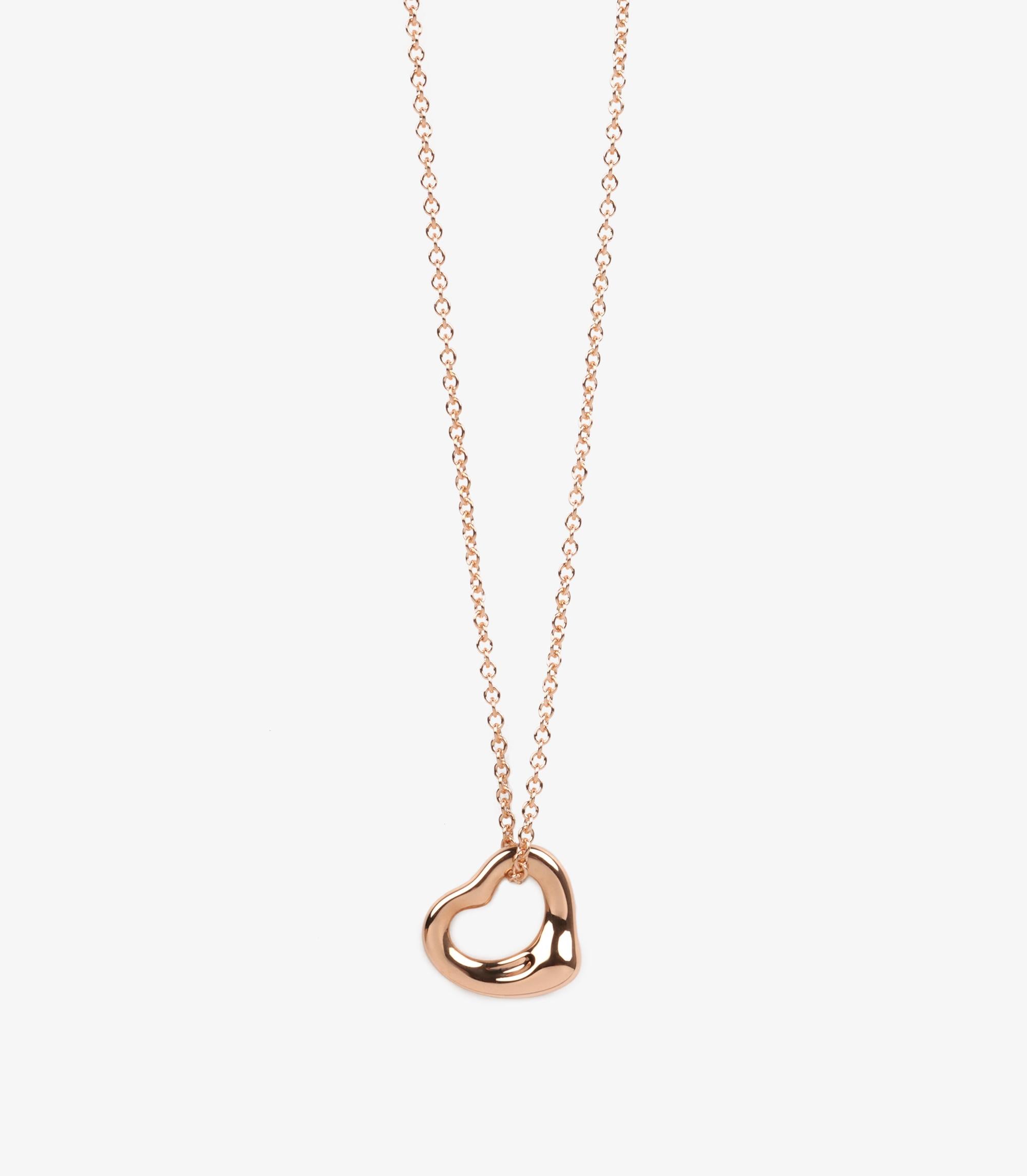 Women's or Men's Tiffany & Co. 18ct Rose Gold 11mm Elsa Peretti Open Heart Pendant For Sale
